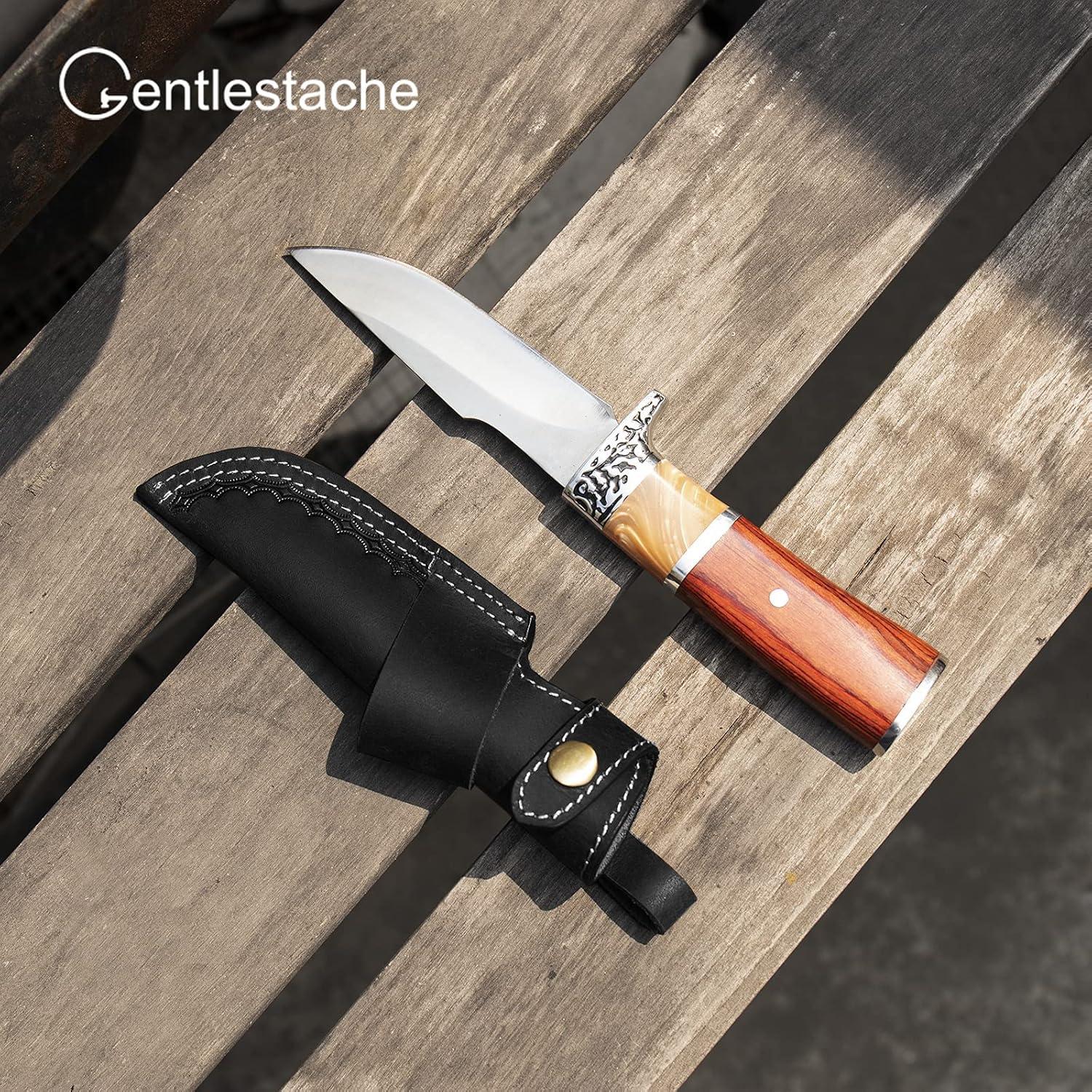 Funda de Cuero para Cuchillo Gentlestache Negra EDC 10.16 cm
