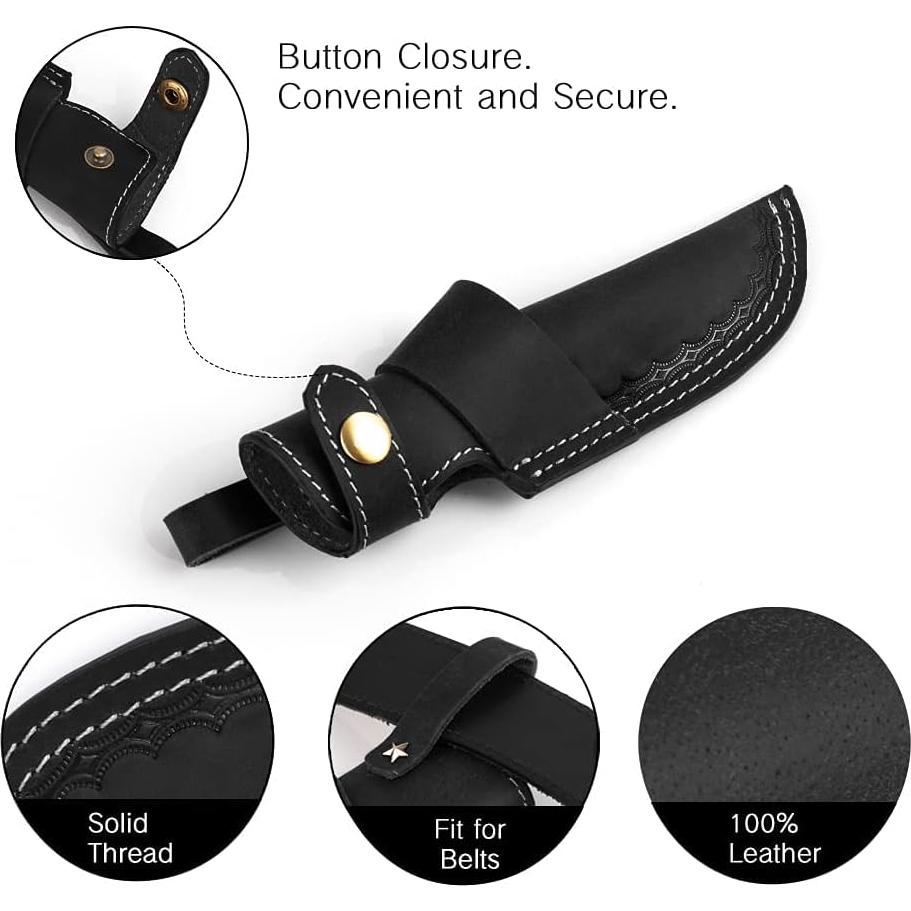 Funda de Cuero para Cuchillo Gentlestache Negra EDC 10.16 cm