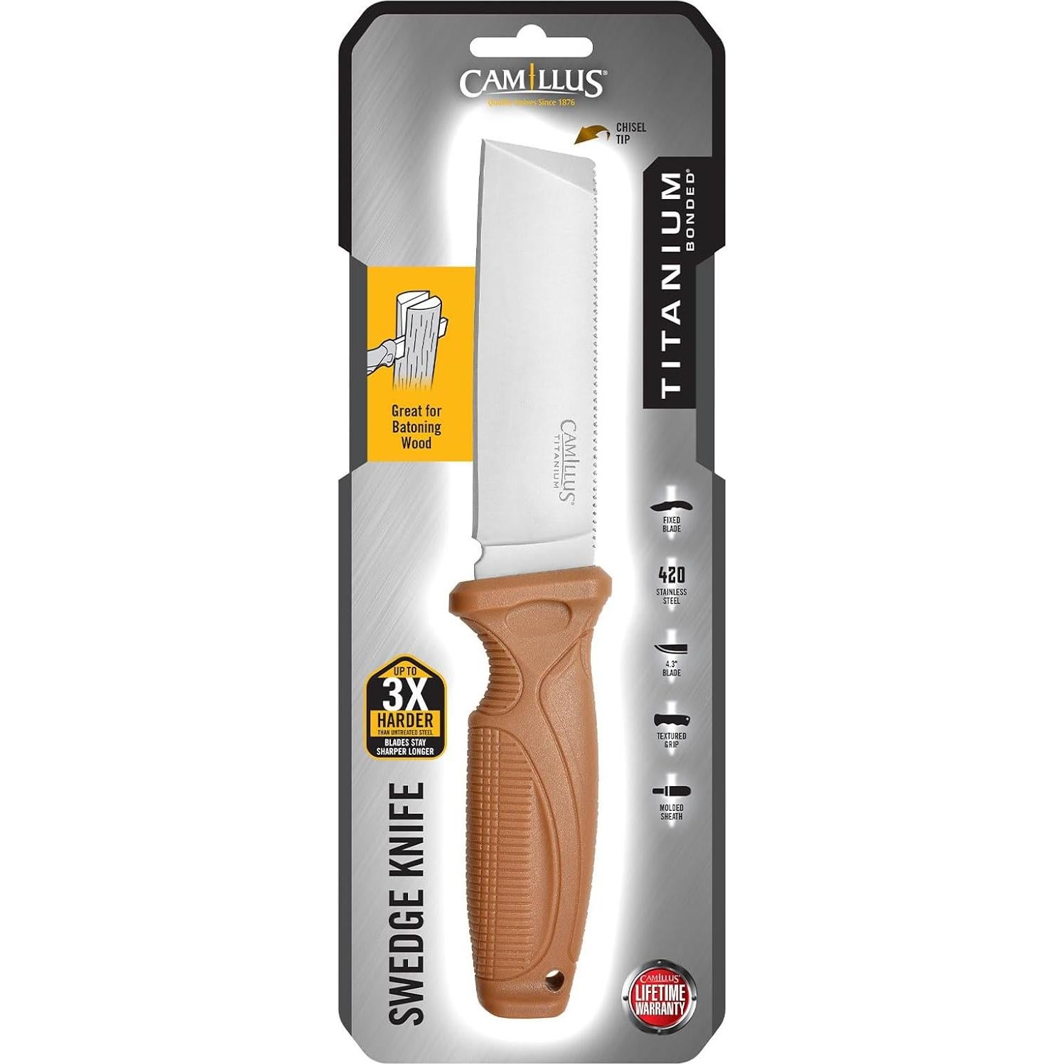 Cuchillo de Hoja Fija Camillus Swedge 21.6 cm Marrón Acero Inoxidable