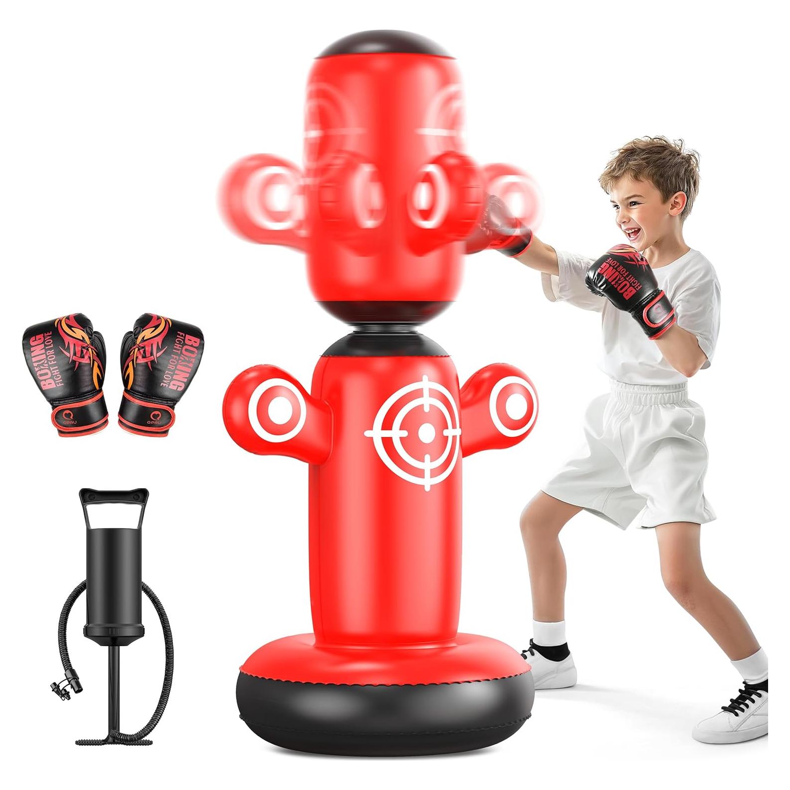 Bolsa de Boxeo Inflable QPAU 64" para Niños con Guantes