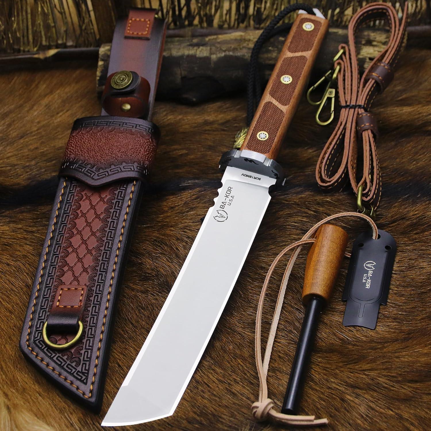 Cuchillo Fijo BA-KOR 39.6cm Acero 9Cr18MoV Mango Madera