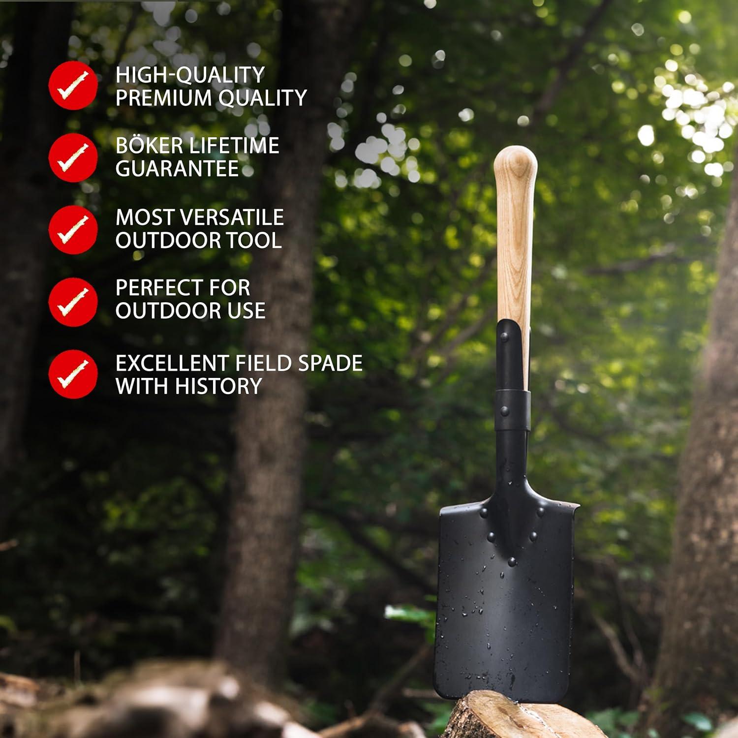 Pala de Campo Boker Plus M1874 - Mango de Madera, 53 cm