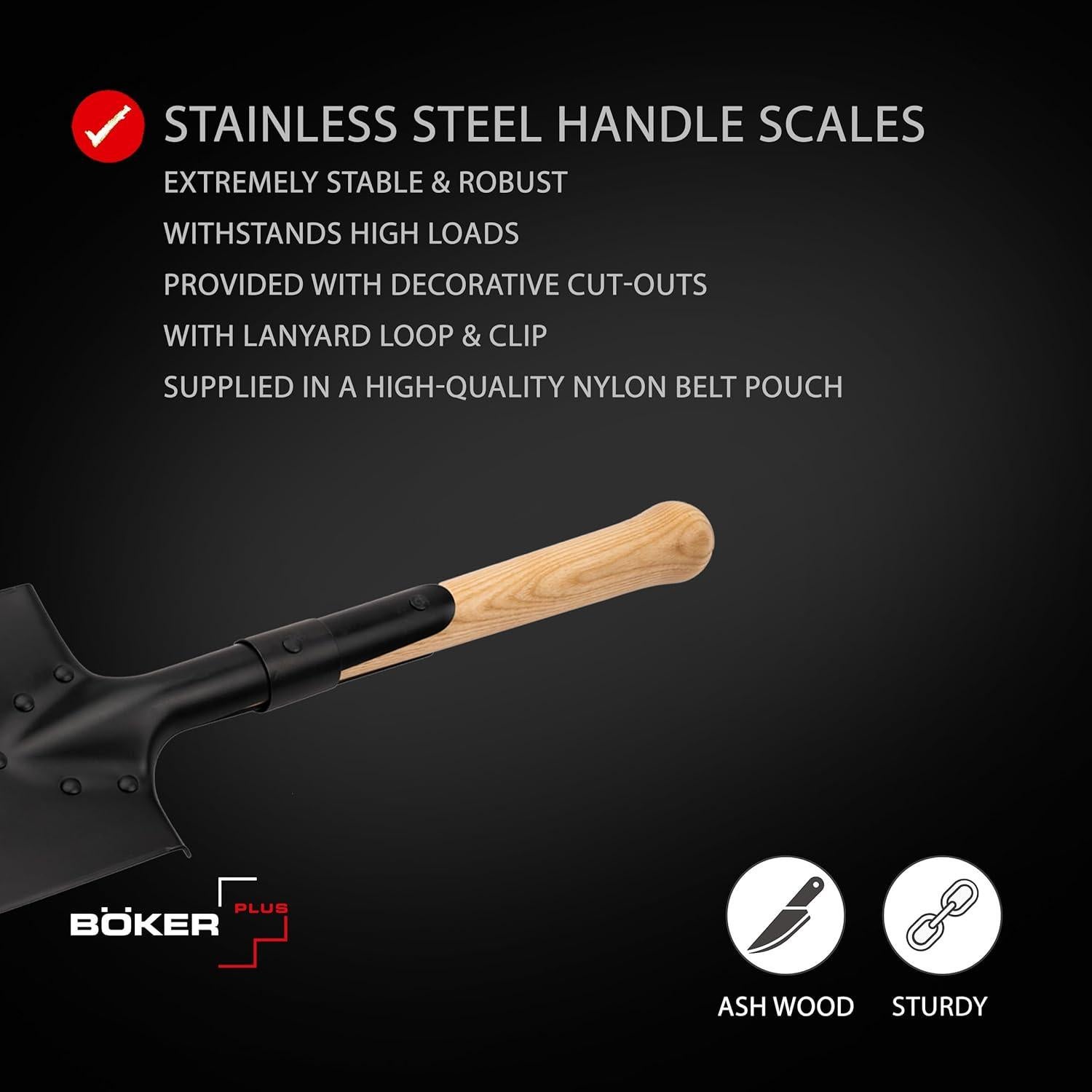 Pala de Campo Boker Plus M1874 - Mango de Madera, 53 cm