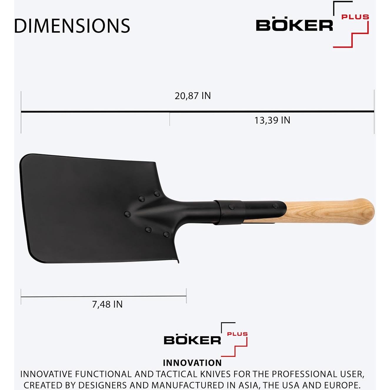 Pala de Campo Boker Plus M1874 - Mango de Madera, 53 cm