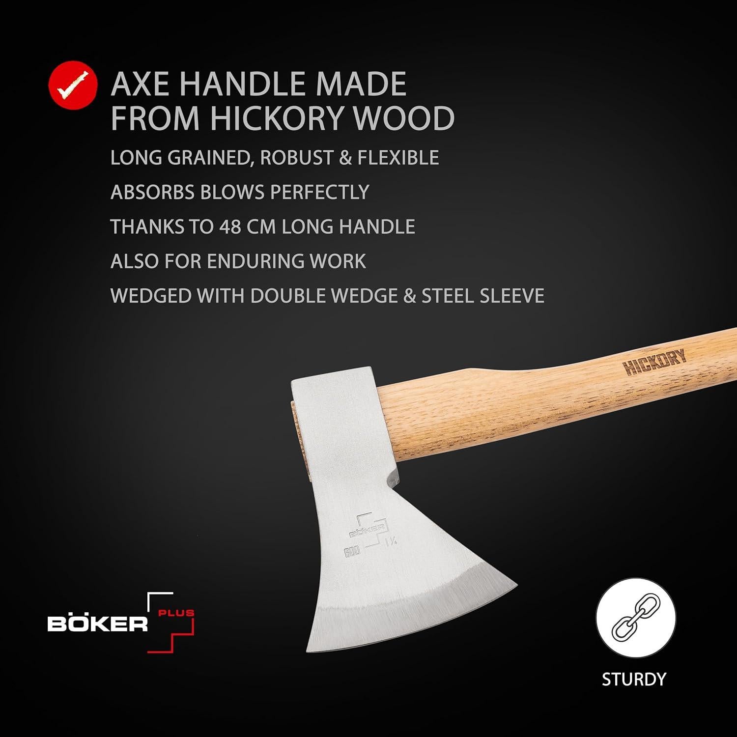 Hacha Profesional BÖKER PLUS 600g de Acero al Carbono