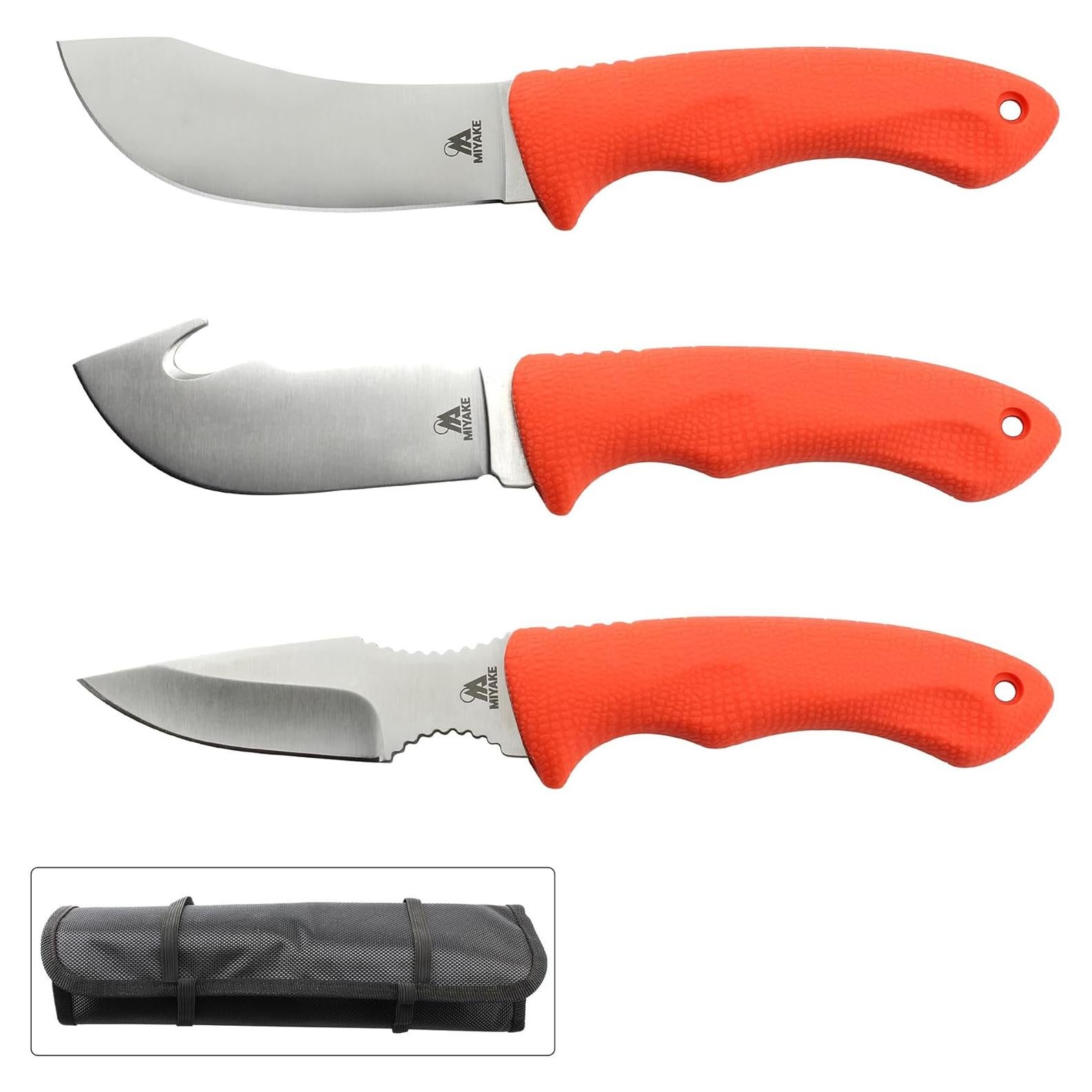 Juego de Cuchillos de Caza Miyake 4 Piezas Naranja - Acero Inoxidable