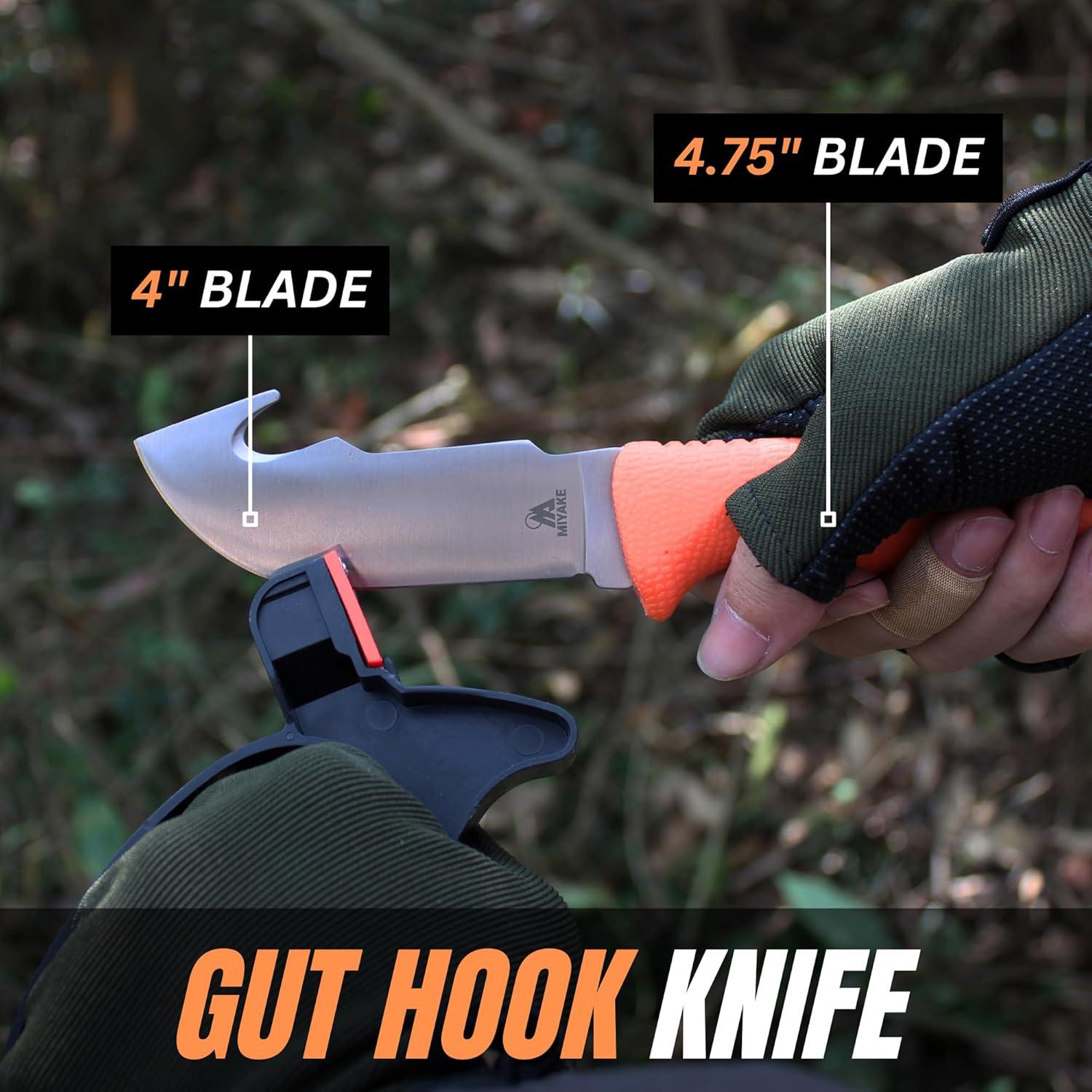 Juego de Cuchillos de Caza Miyake 4 Piezas Naranja - Acero Inoxidable