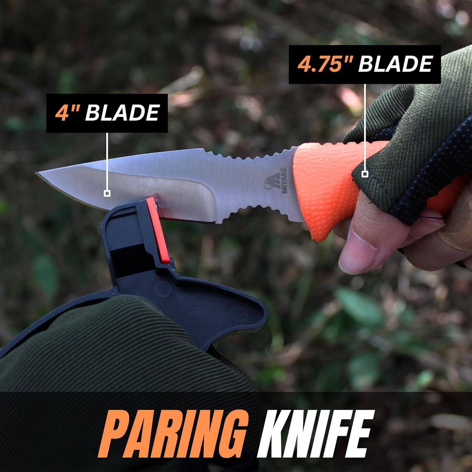 Juego de Cuchillos de Caza Miyake 4 Piezas Naranja - Acero Inoxidable