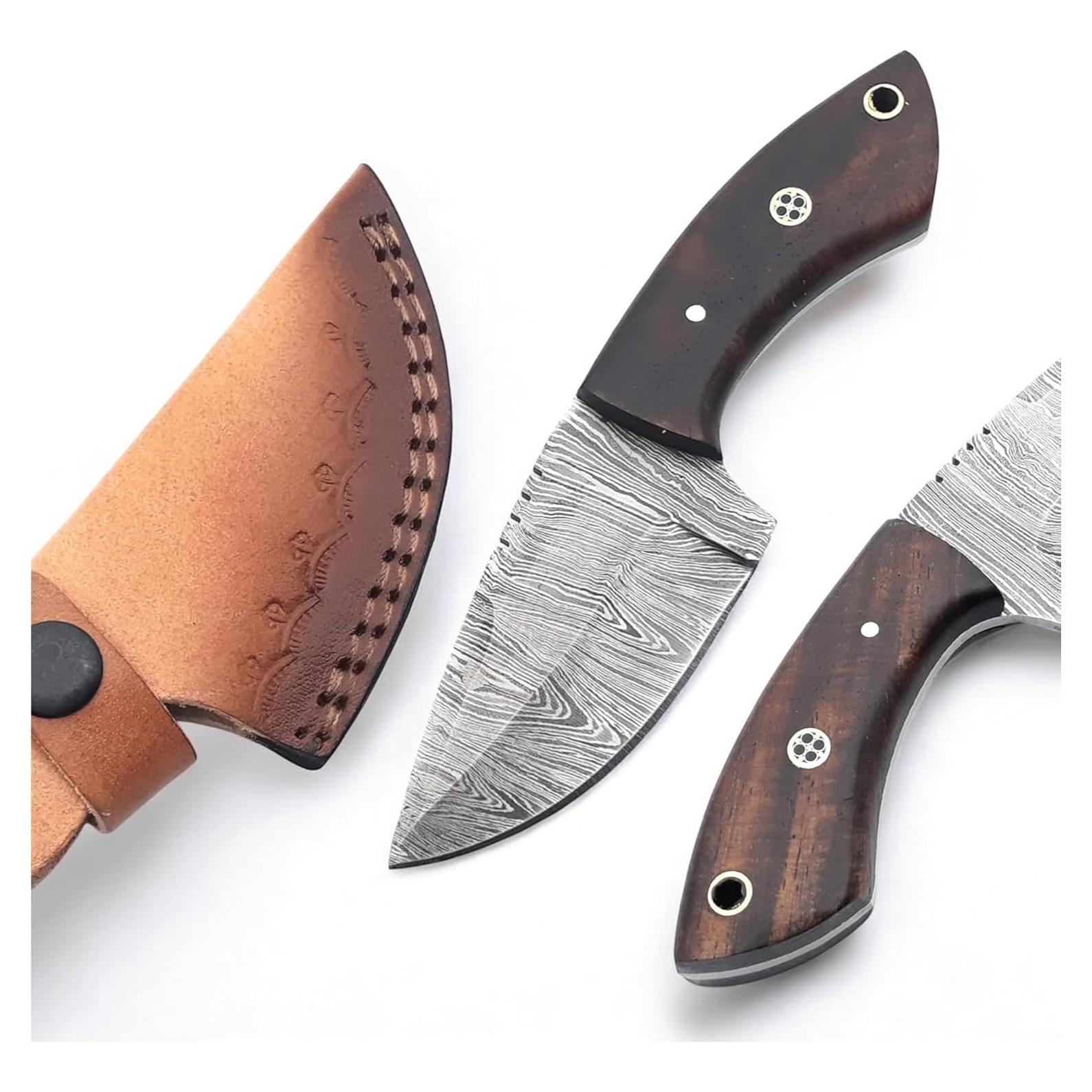 Cuchillo de Caza FH TRADERS 15.24 cm Damasco Mango de Rosa