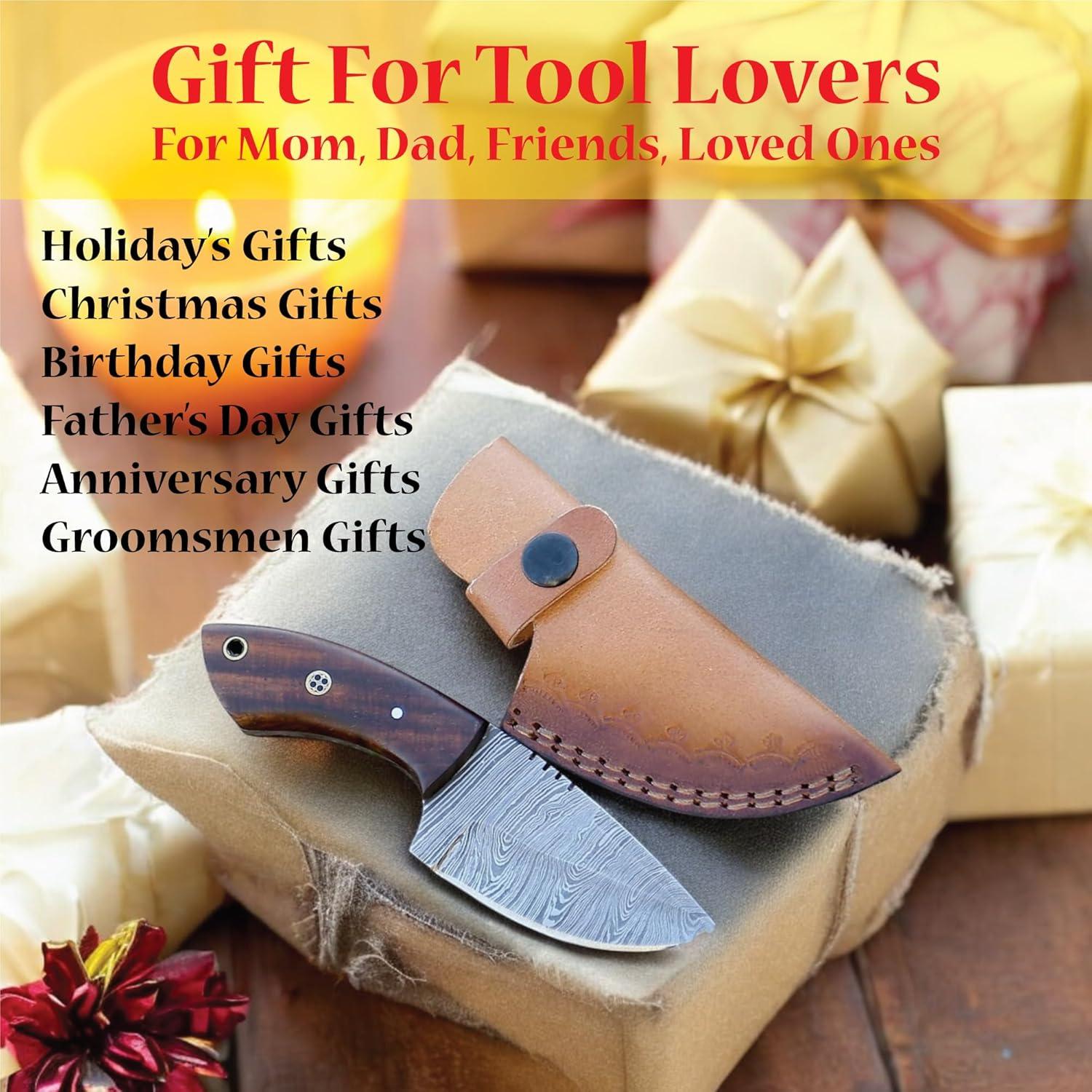 Cuchillo de Caza FH TRADERS 15.24 cm Damasco Mango de Rosa