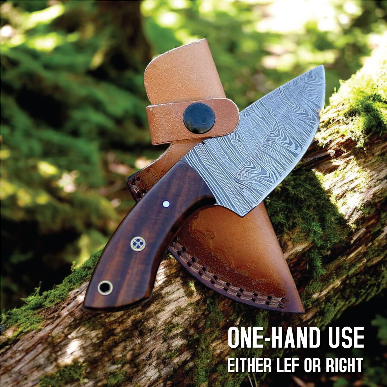 Cuchillo de Caza FH TRADERS 15.24 cm Damasco Mango de Rosa