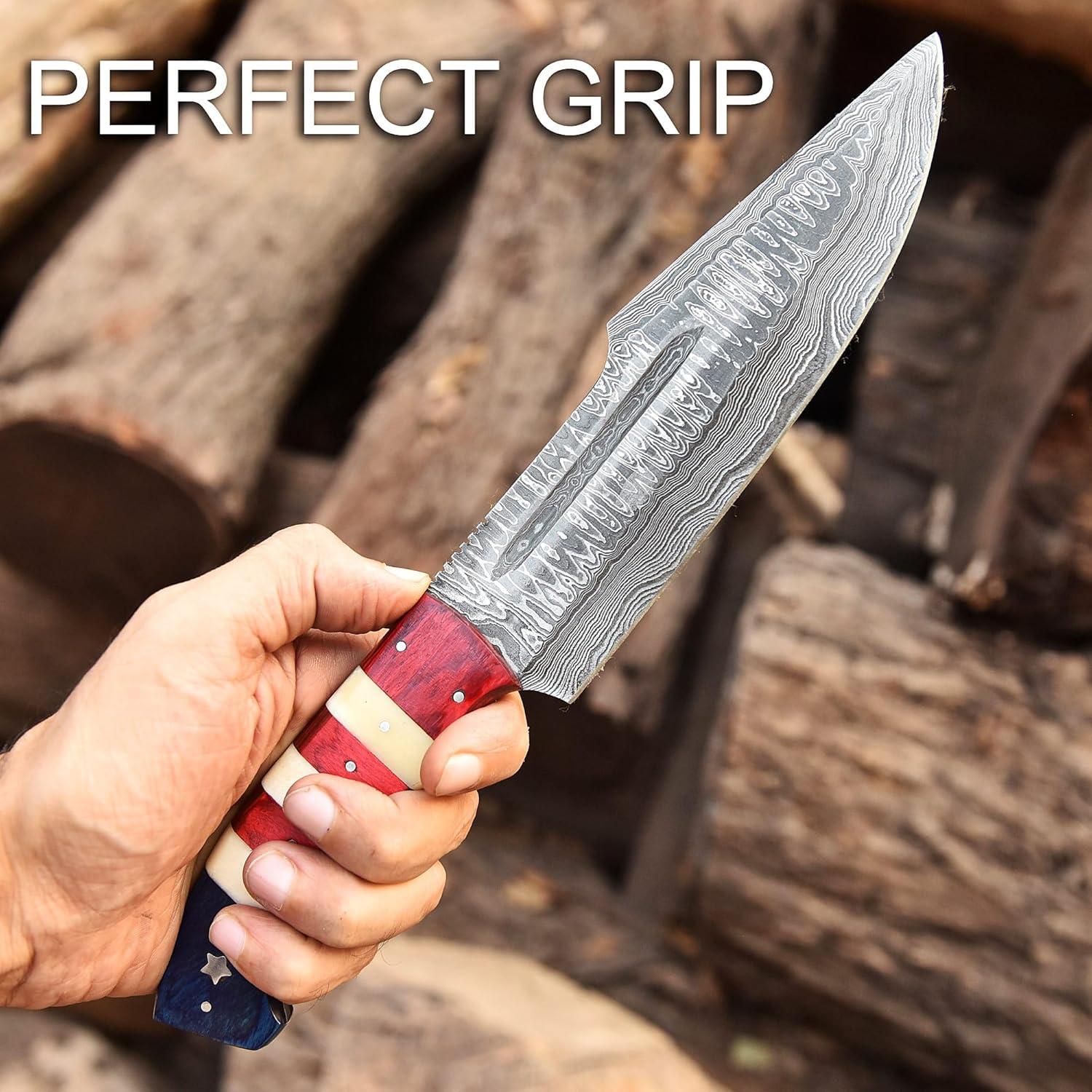 Cuchillo de Caza Bowie Faiqenterprice 30.48 cm Acero Damasco