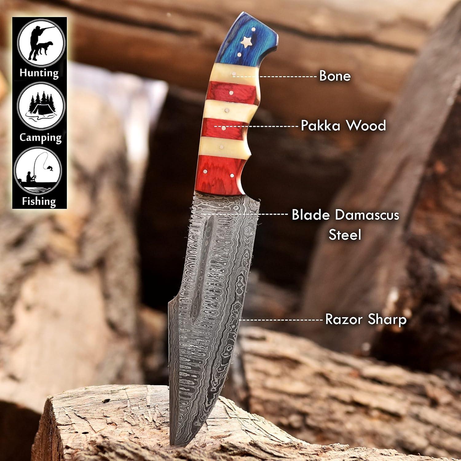 Cuchillo de Caza Bowie Faiqenterprice 30.48 cm Acero Damasco