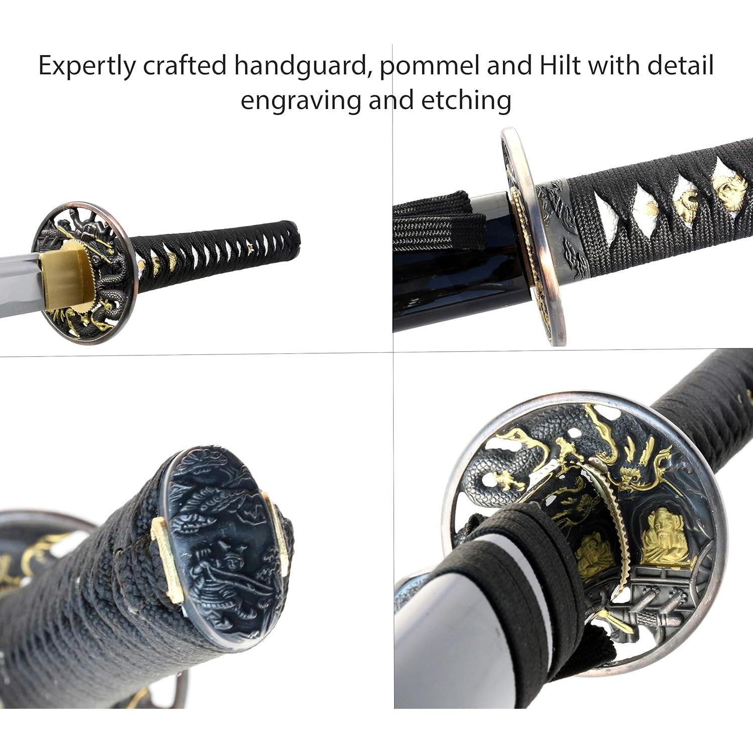 Katana Samurai Hecha a Mano Vulcan Gear 71.1 cm con Soporte