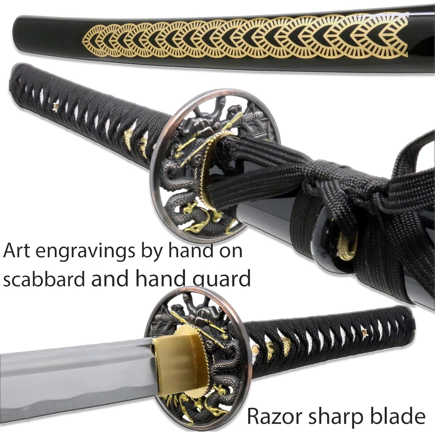 Katana Samurai Hecha a Mano Vulcan Gear 71.1 cm con Soporte