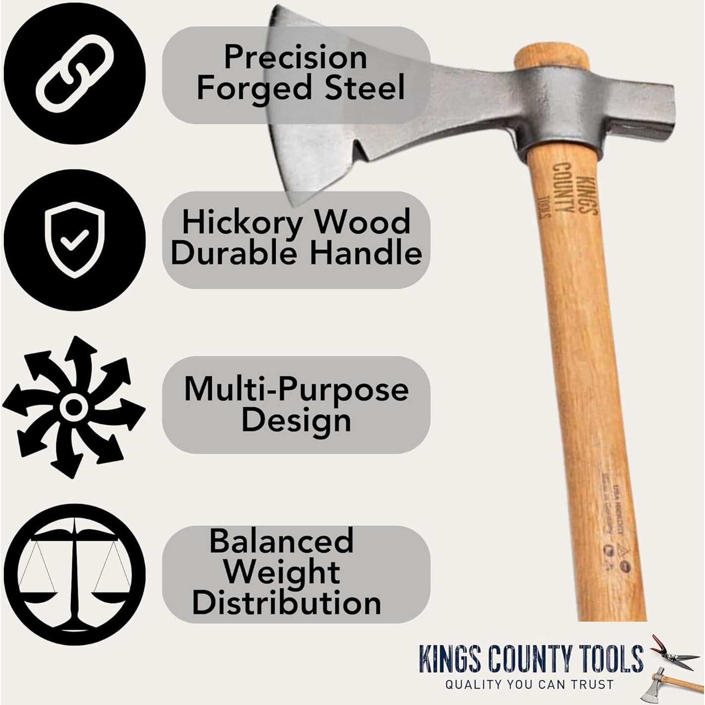 Hacha Tomahawk Kings County 20.32 cm Acero Carbono Nogal