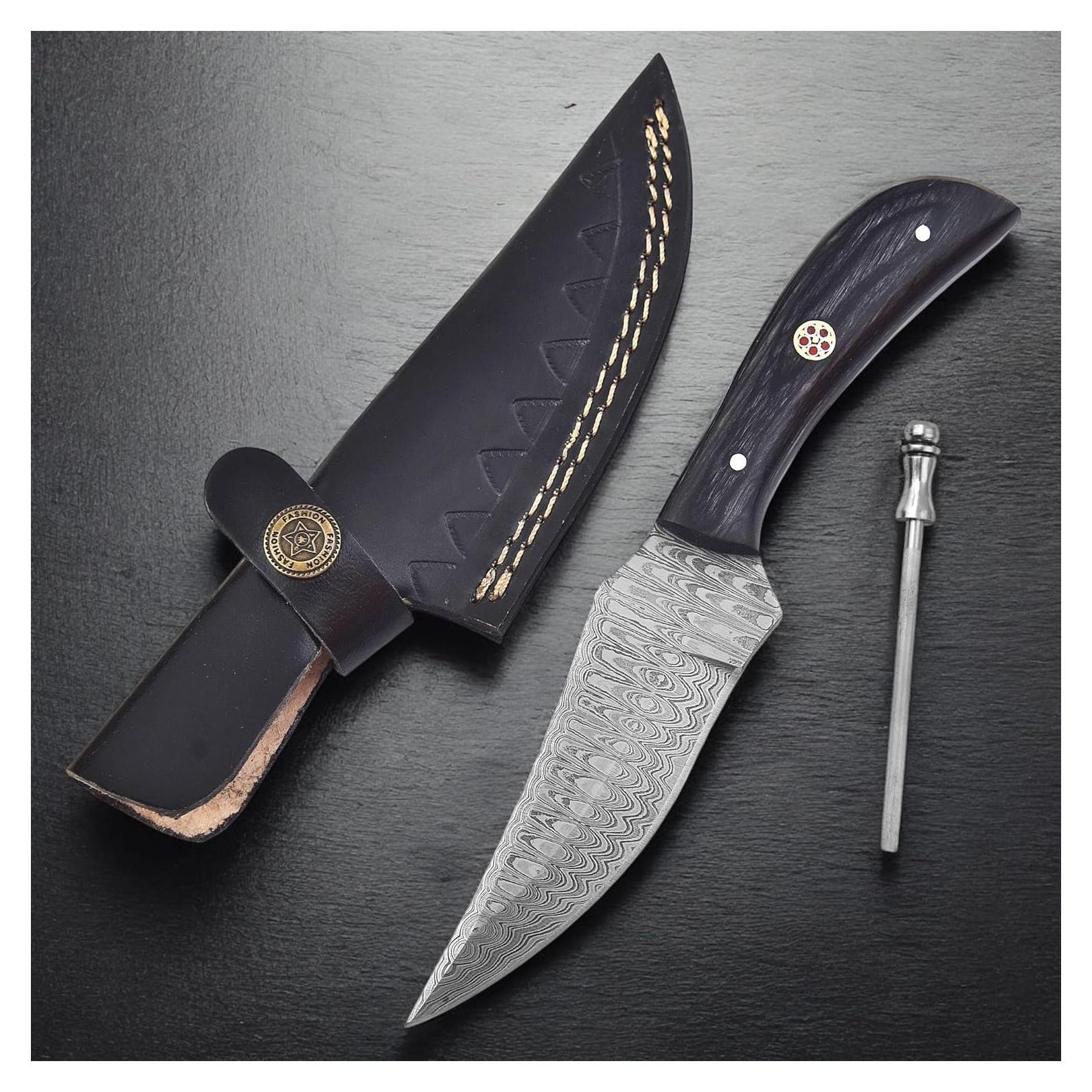 Cuchillo de Bushcraft Poshland TR-1168 Acero Damasco 20.32 cm