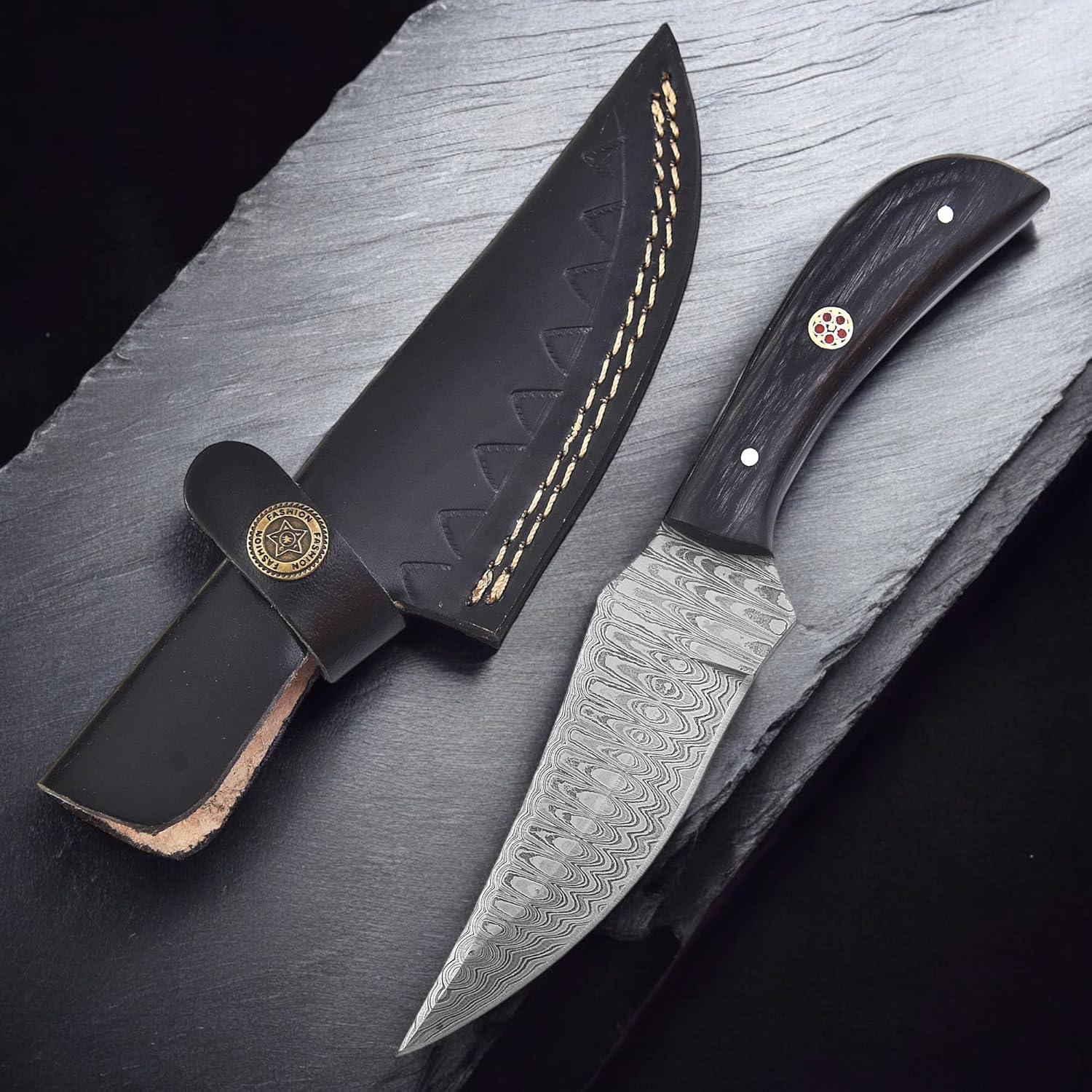 Cuchillo de Bushcraft Poshland TR-1168 Acero Damasco 20.32 cm