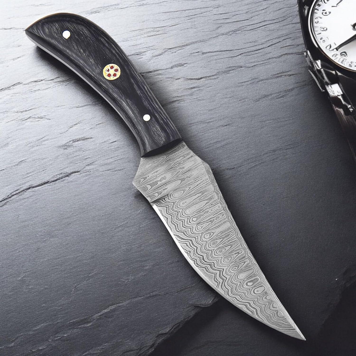 Cuchillo de Bushcraft Poshland TR-1168 Acero Damasco 20.32 cm