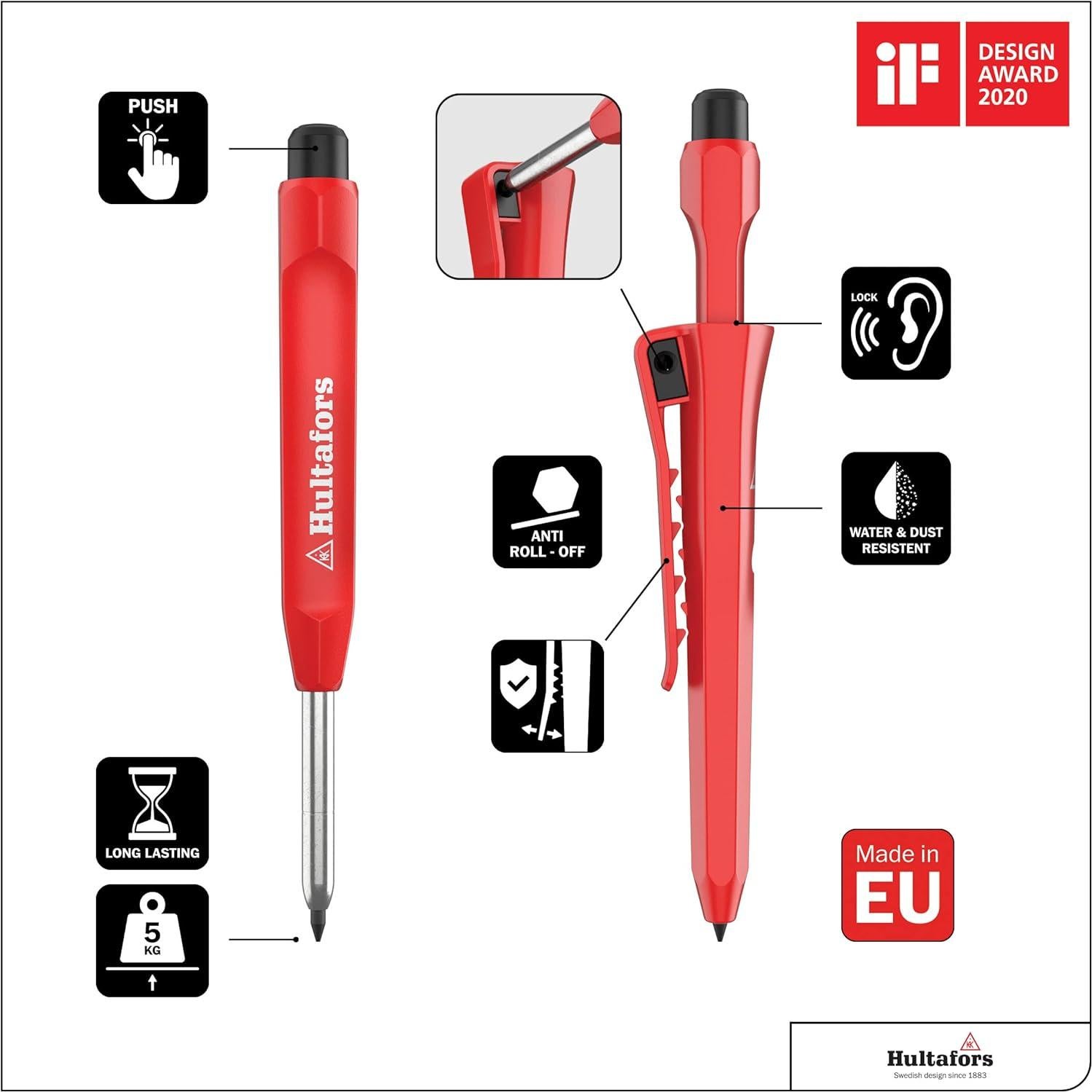 Marcador Seco Hultafors 650100 con Afilador Ergonómico