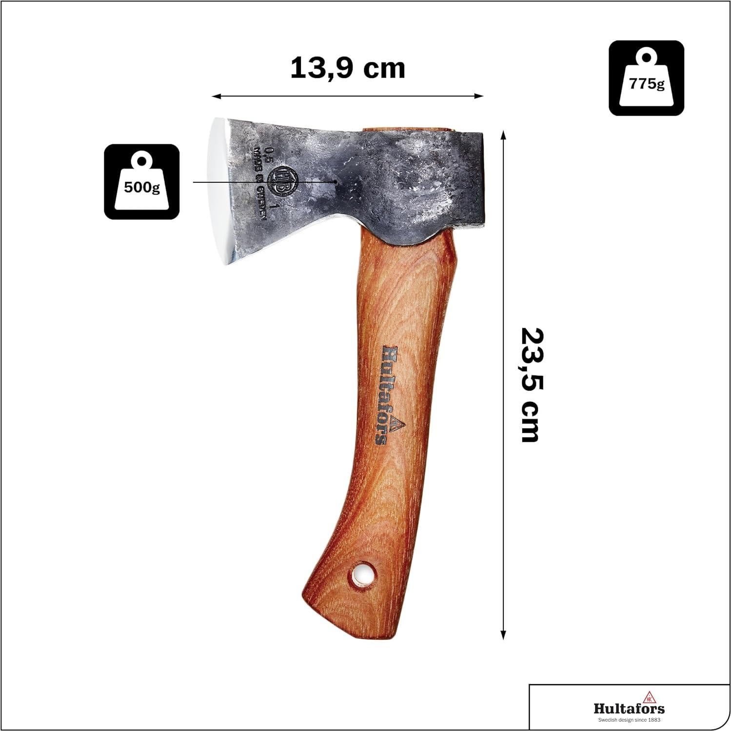 Hacha Mini de Escalada Hultafors 75mm con Funda de Cuero
