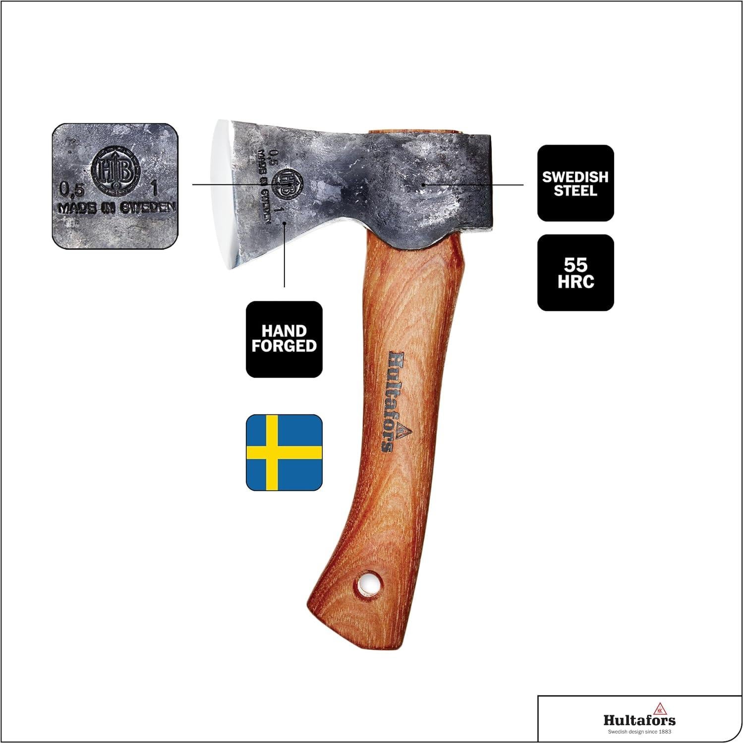 Hacha Mini de Escalada Hultafors 75mm con Funda de Cuero