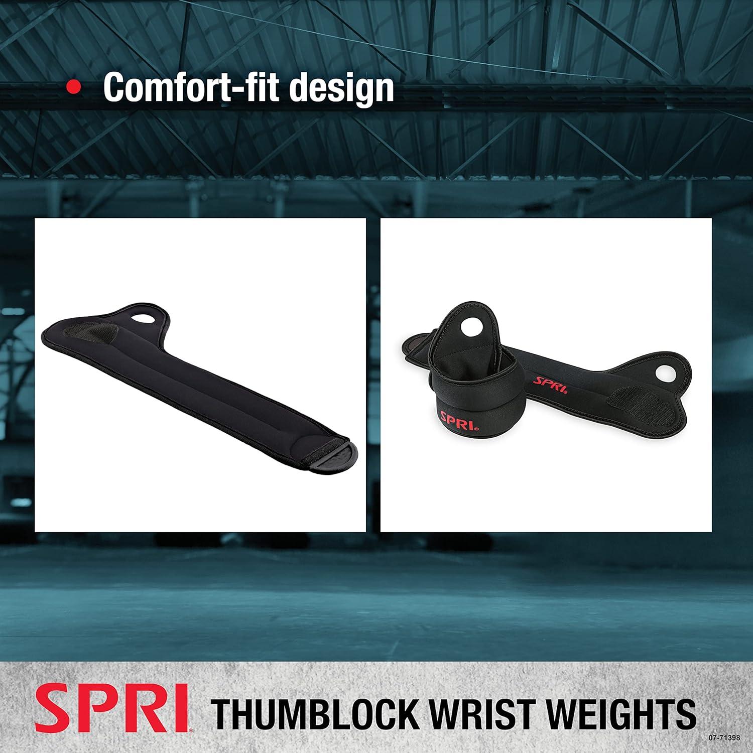 SPRI Wrist Weights Thumblock Arm Weights Set for Women & Men (Available in 2lb or 4lb Sets)