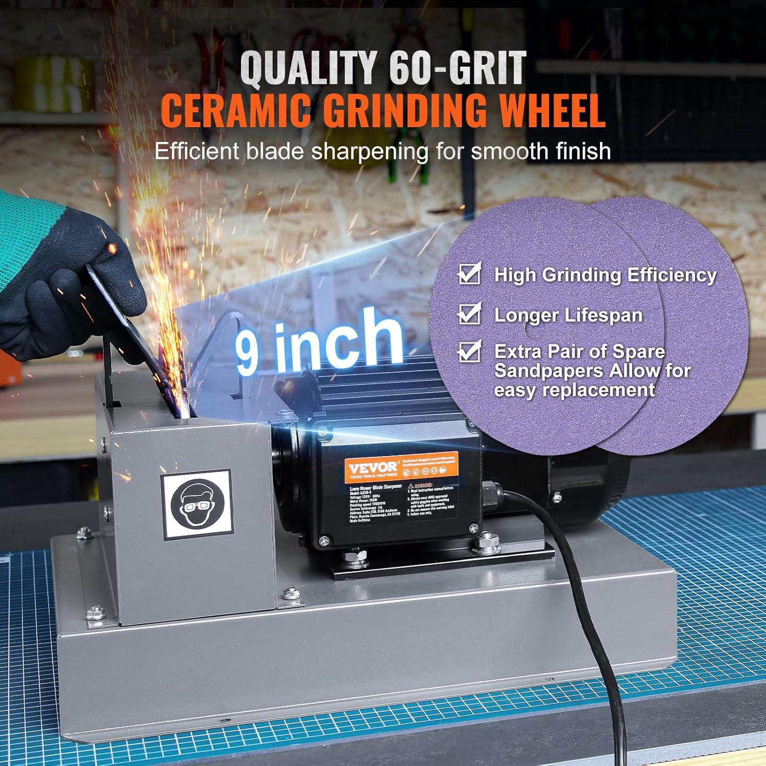 Afilador de Cuchillas de Cortacésped VEVOR 1HP 750W Cerámica