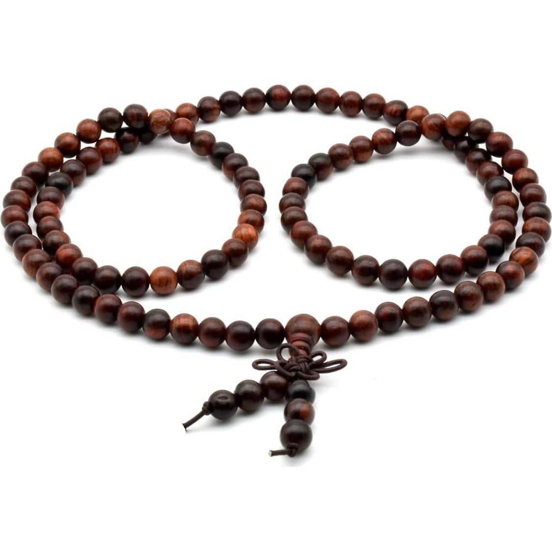 Collar de Oración Budista Zen Dear 108 Cuentas Madera 6mm