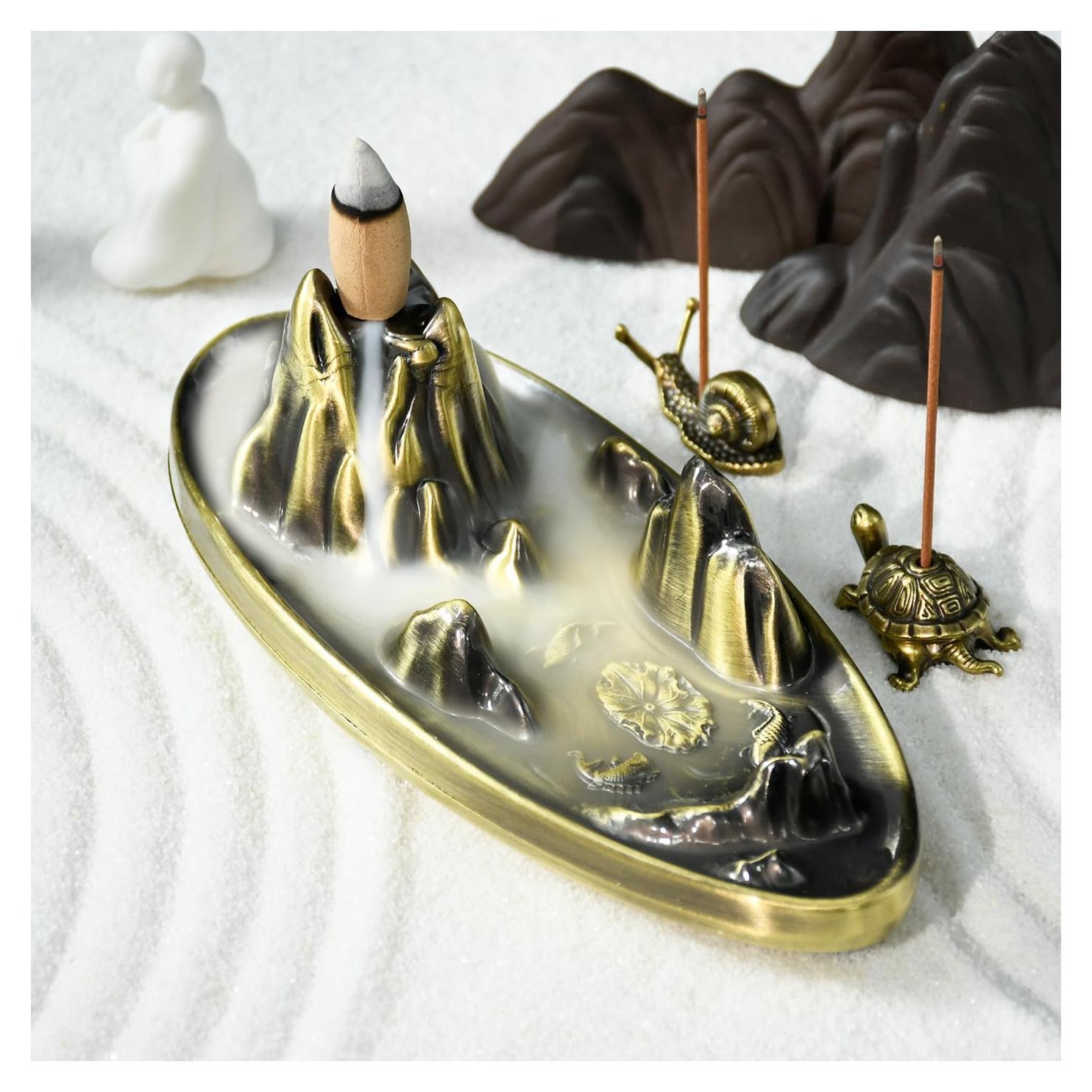 Soporte de Incienso Wellsee - Cascada de Humo Ovalada de Metal