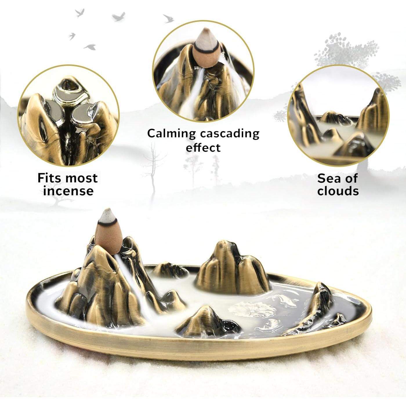 Soporte de Incienso Wellsee - Cascada de Humo Ovalada de Metal