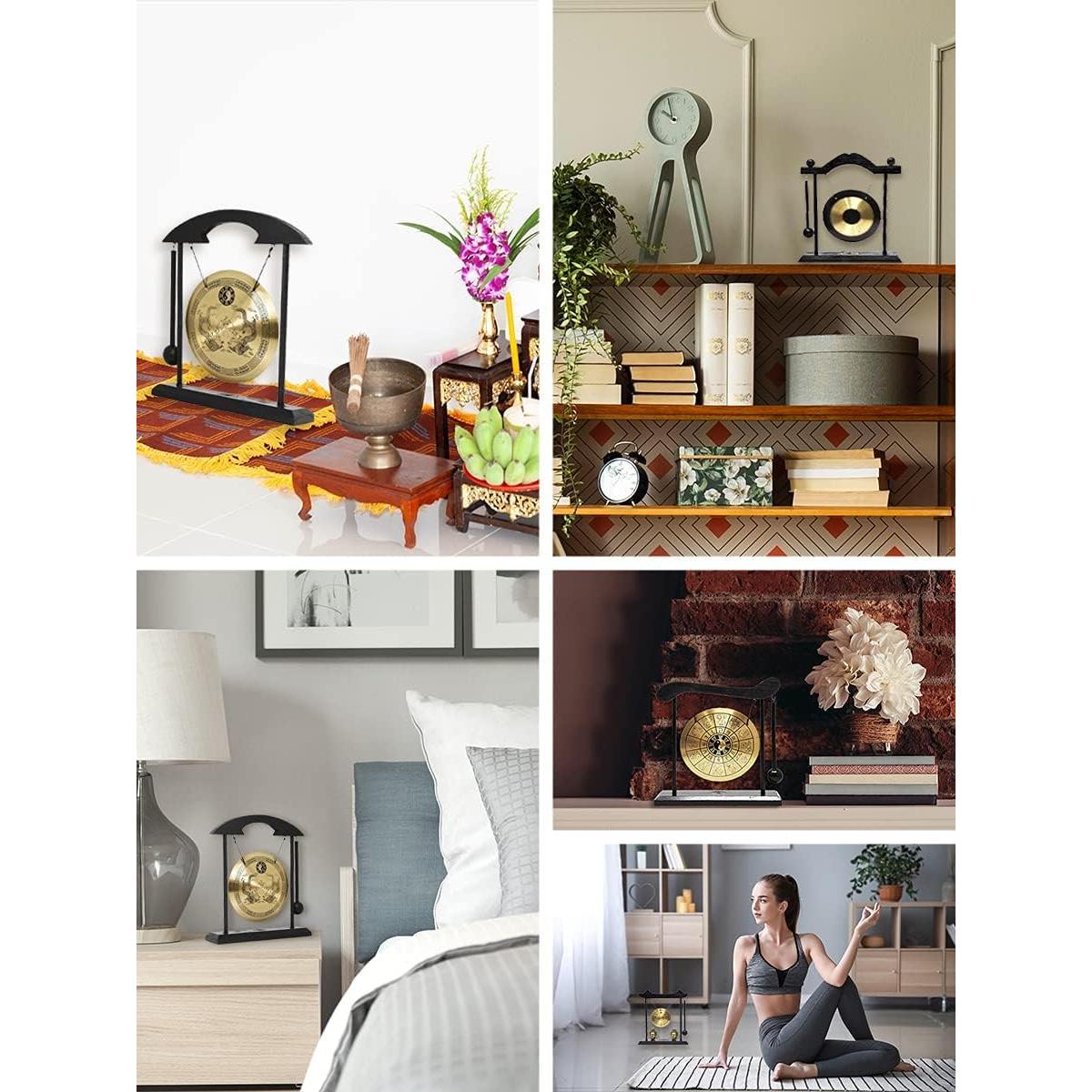 Gong de Escritorio Mandala Crafts - Mini Gong Zen de Bronce 25.4cm