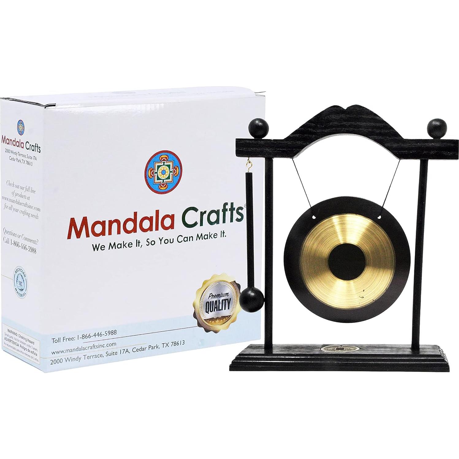 Gong de Escritorio Mandala Crafts - Mini Gong Zen de Bronce 25.4cm