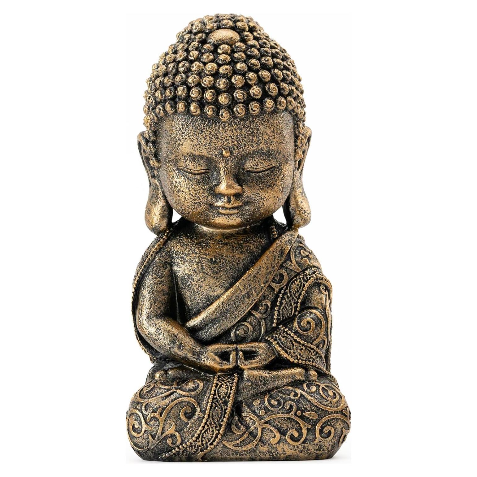 Estatua de Buda Bebé BOIHEGU 20 cm Resina Dorada Decorativa