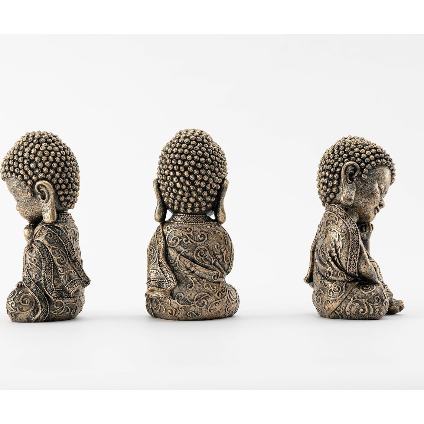 Estatua de Buda Bebé BOIHEGU 20 cm Resina Dorada Decorativa