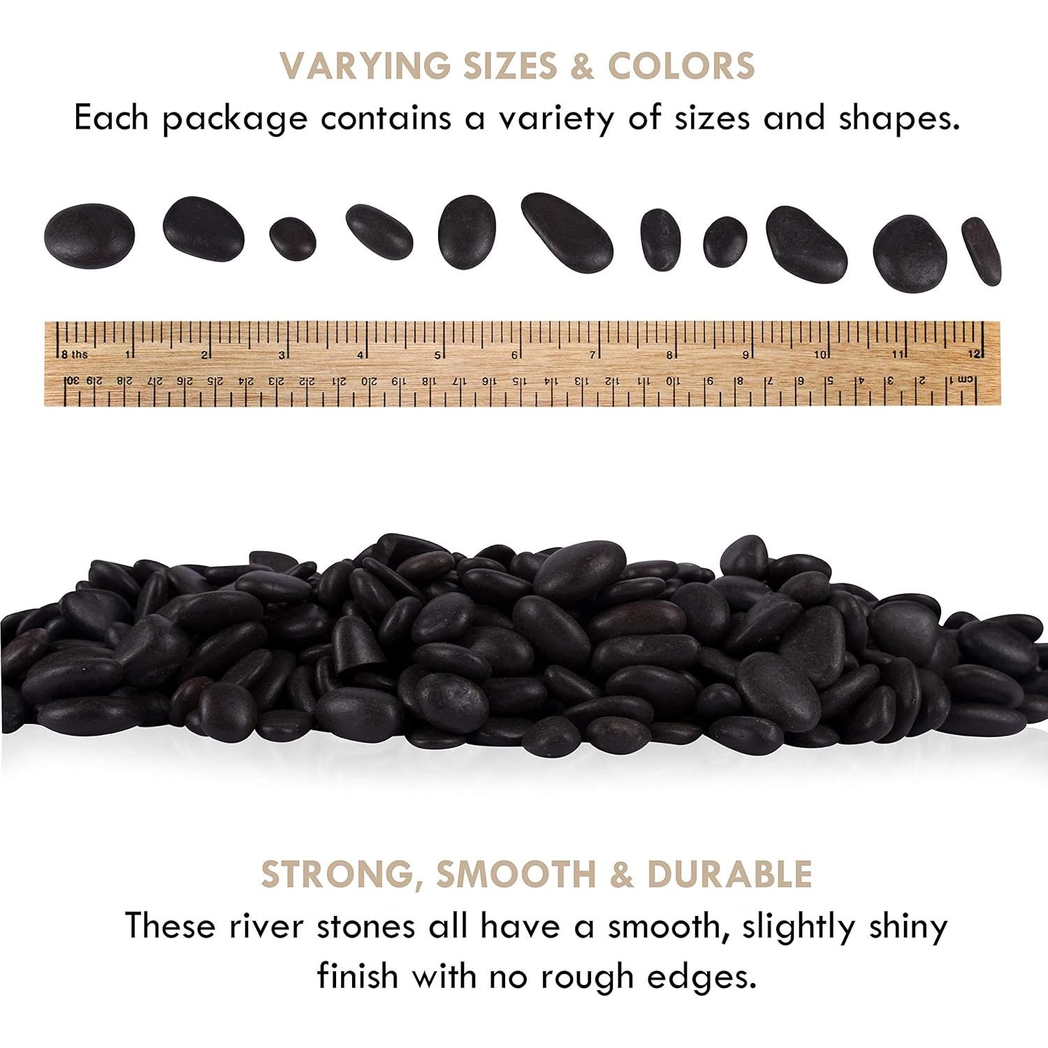 5 kg Piedras de Río Negras Pulidas para Plantas y Acuarios