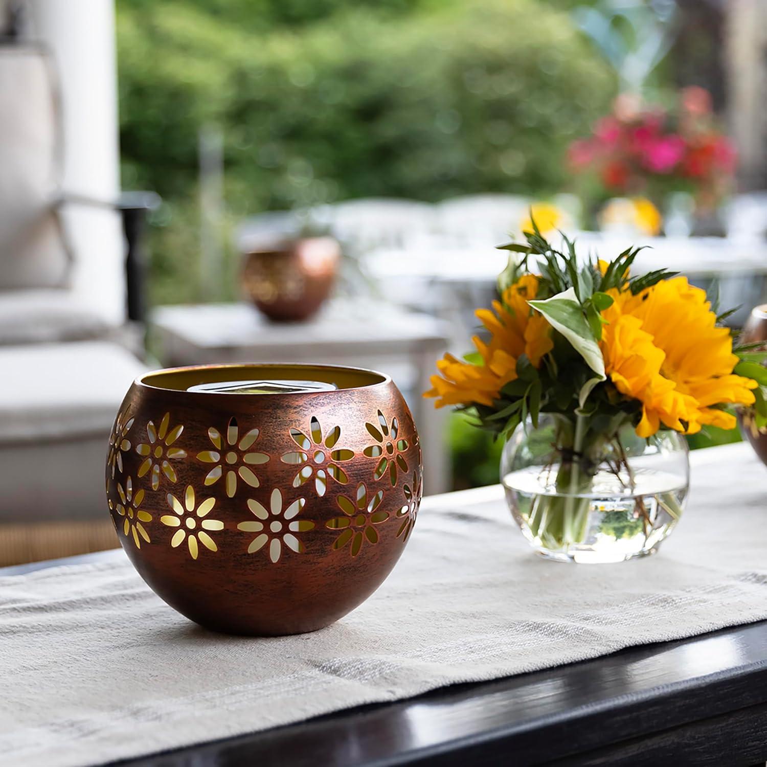 Luz Solar Decorativa de Metal 2-Pack Tazones de Fuego 5.4"