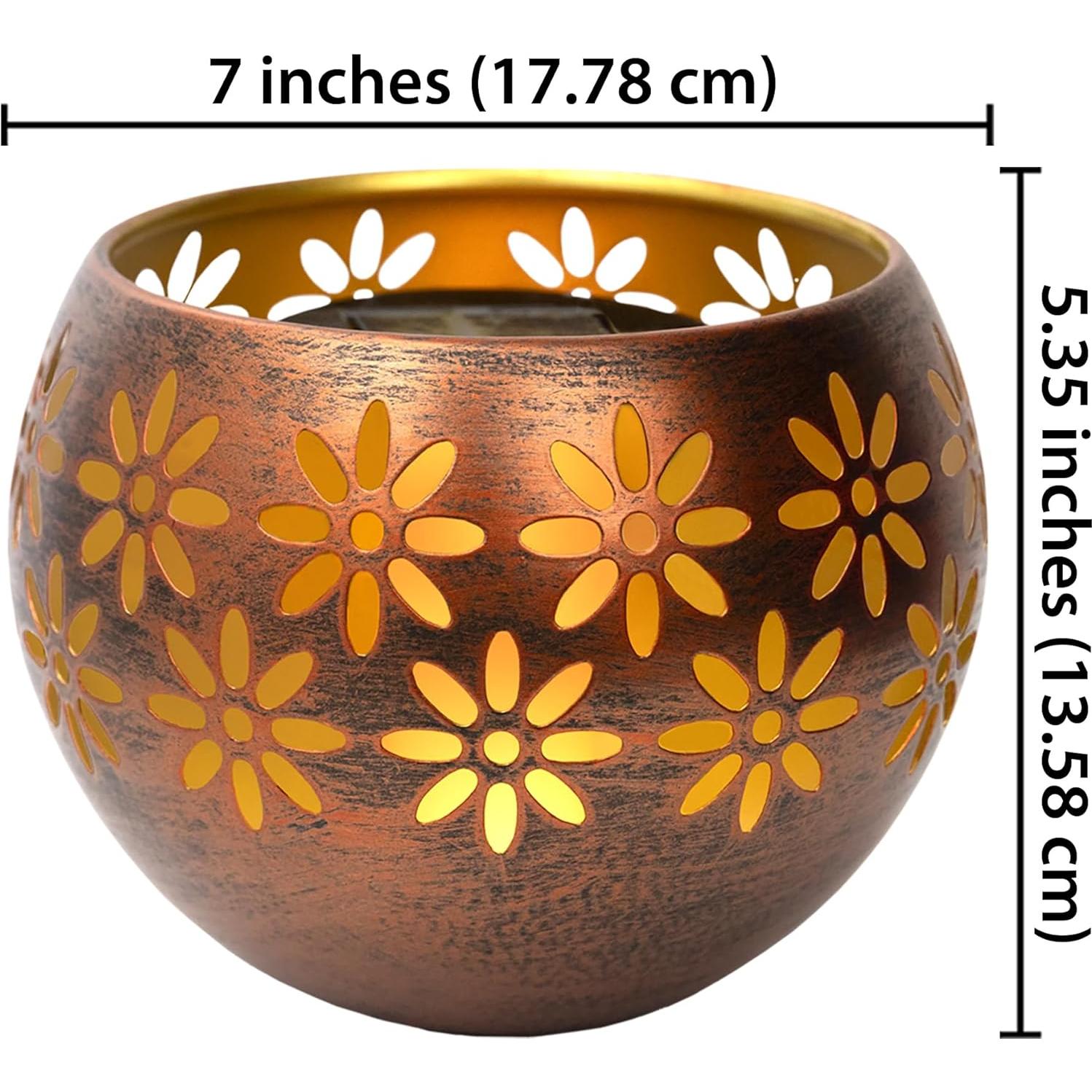 Luz Solar Decorativa de Metal 2-Pack Tazones de Fuego 5.4"