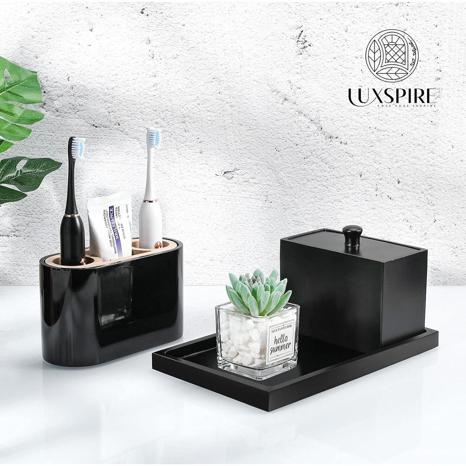 Bandeja de Baño Luxspire de Resina Negra 25.5x15.5 cm