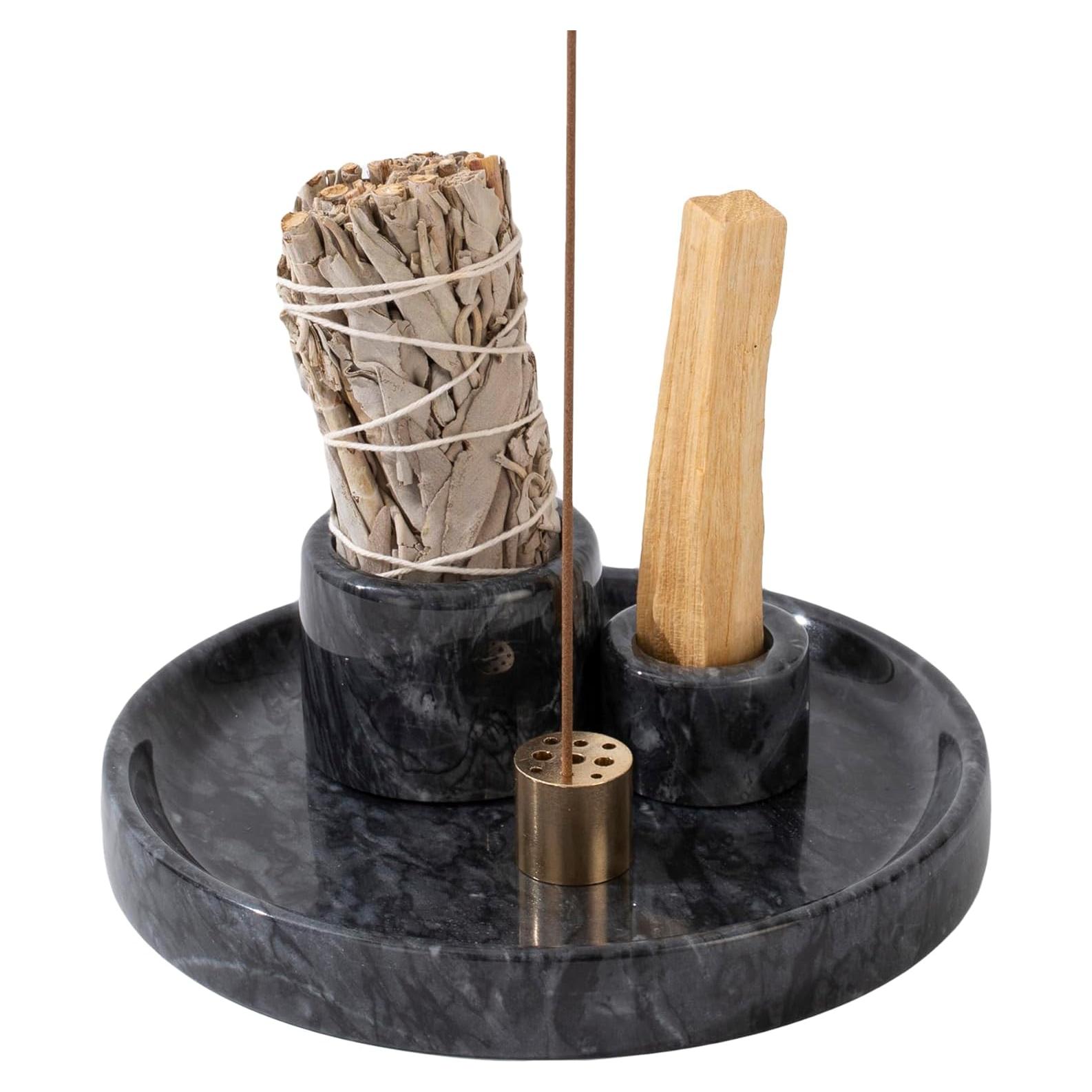 Soporte de Incienso 4 en 1 Fasolahome de Mármol Natural Negro