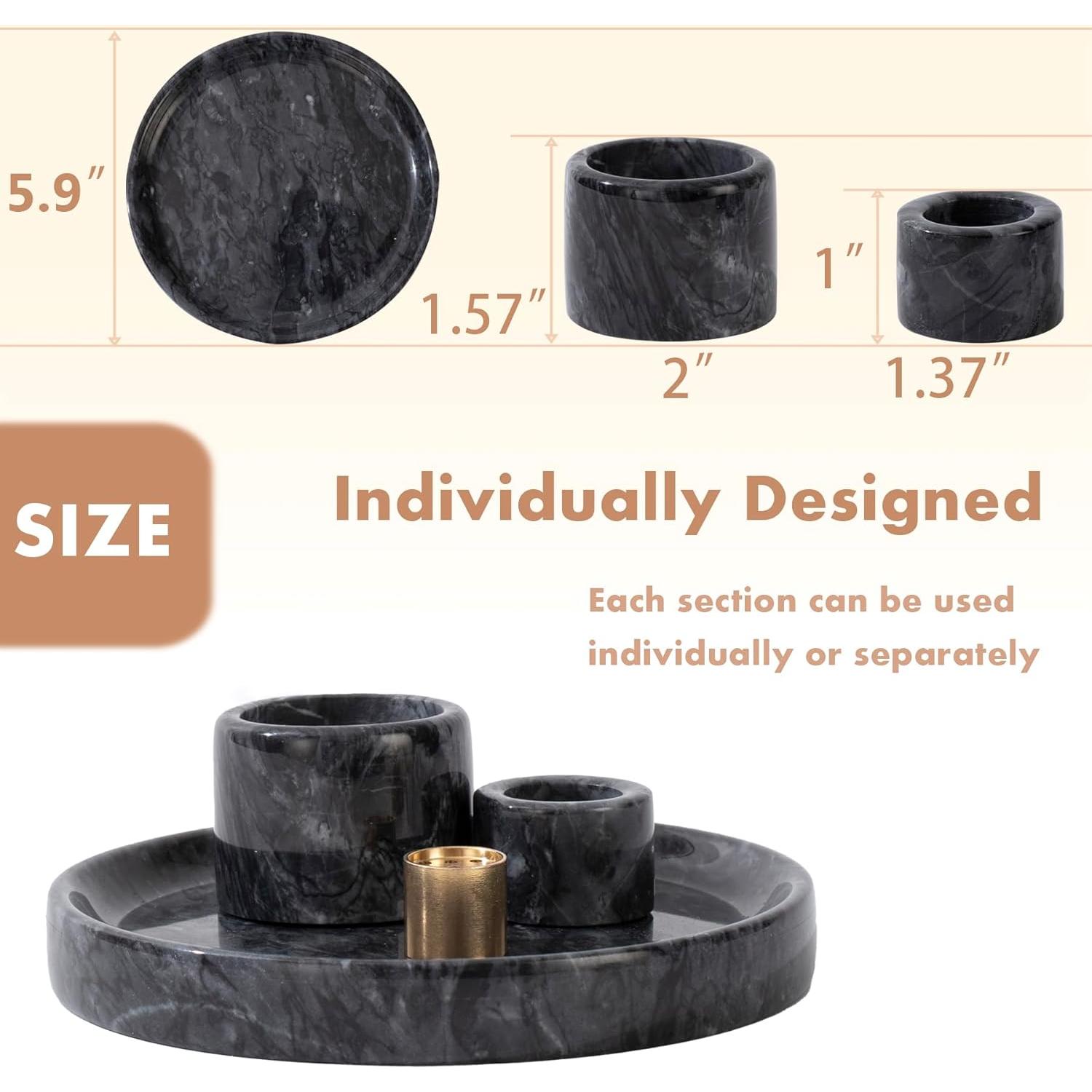 Soporte de Incienso 4 en 1 Fasolahome de Mármol Natural Negro