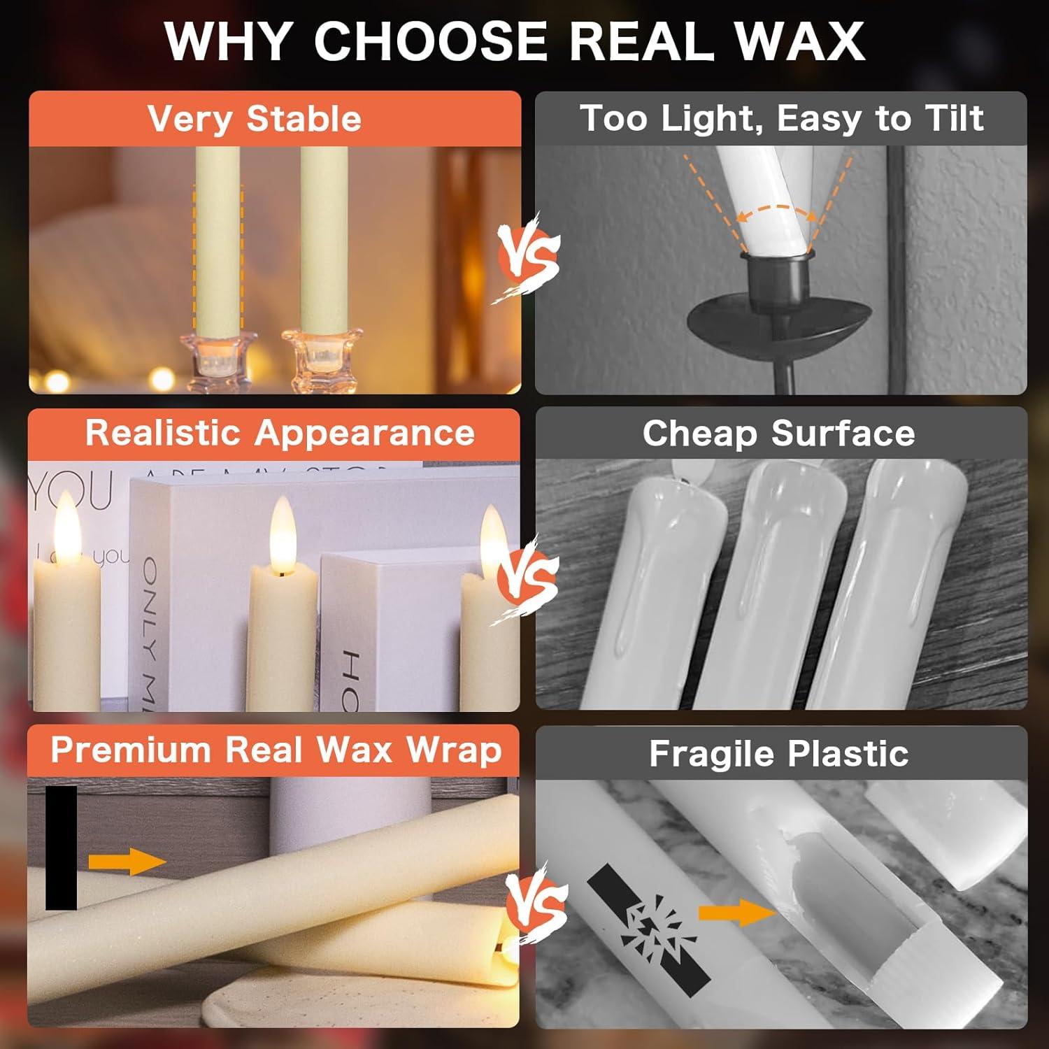 Velas LED de Cera Real KSWING 24.4 cm con Control Remoto - 2 Pcs