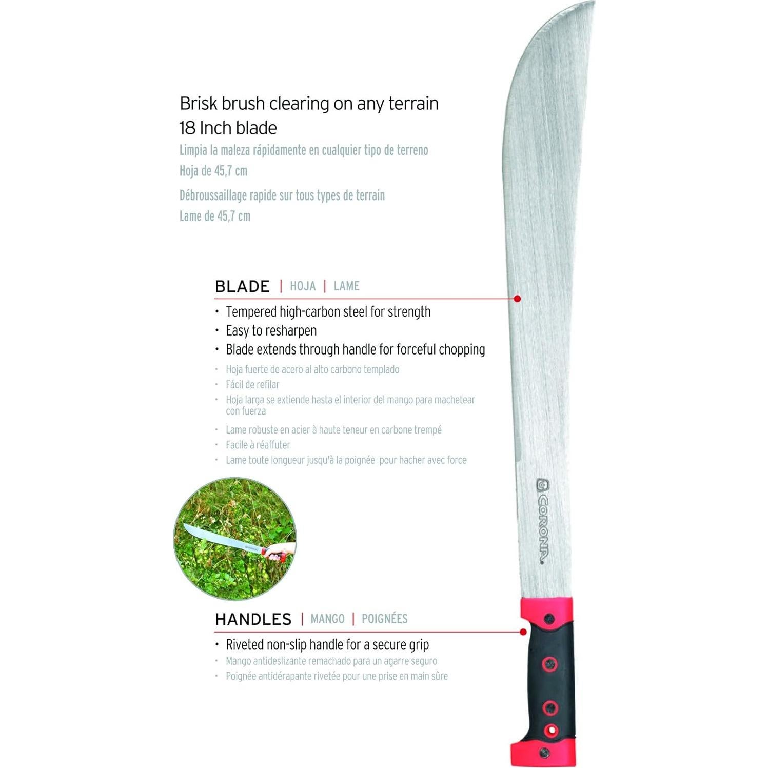 Machete Corona Clipper MA 60041 45.72 cm Acero Templado