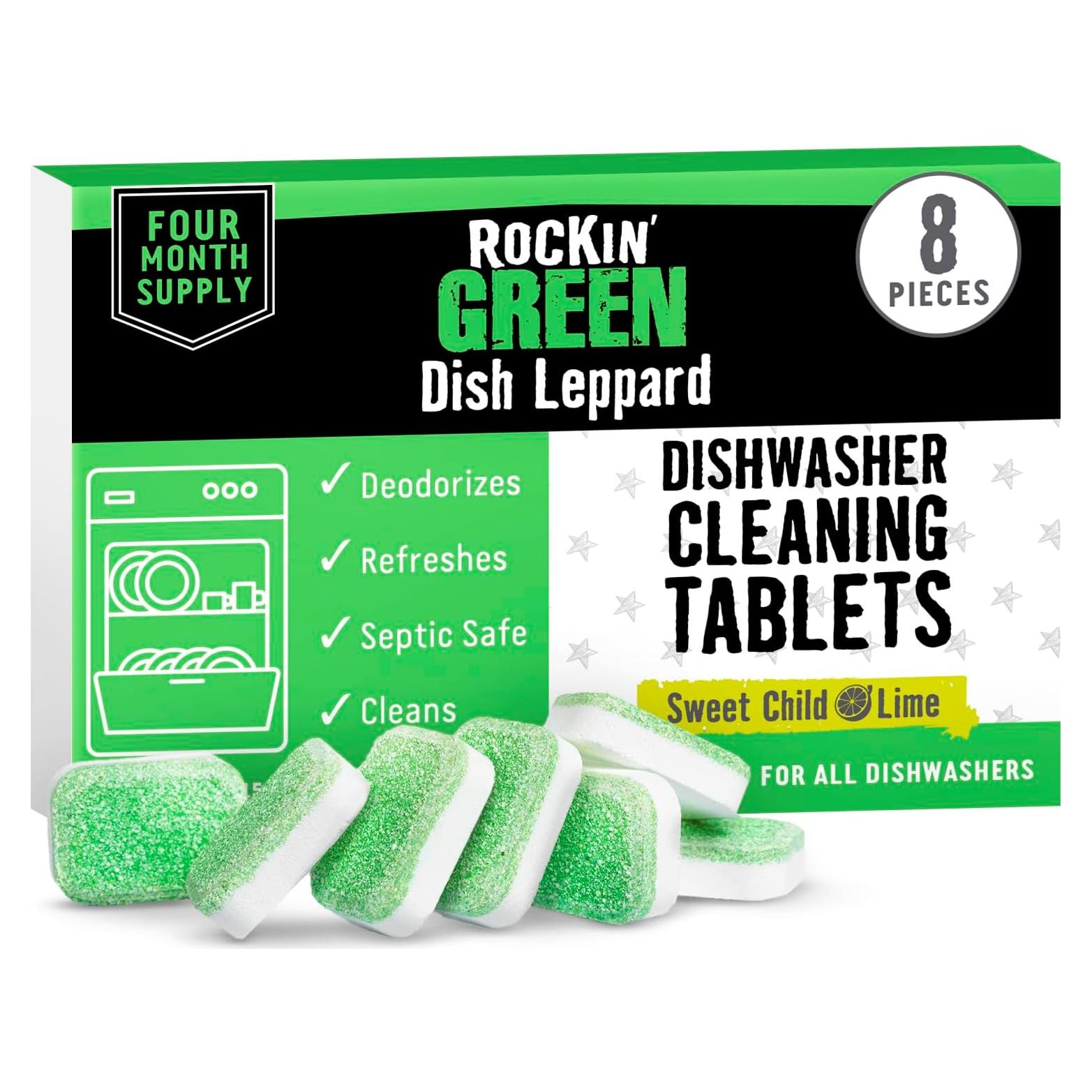 Tabletas Limpiadoras de Lavavajillas Rockin' Green - 8 Unidades