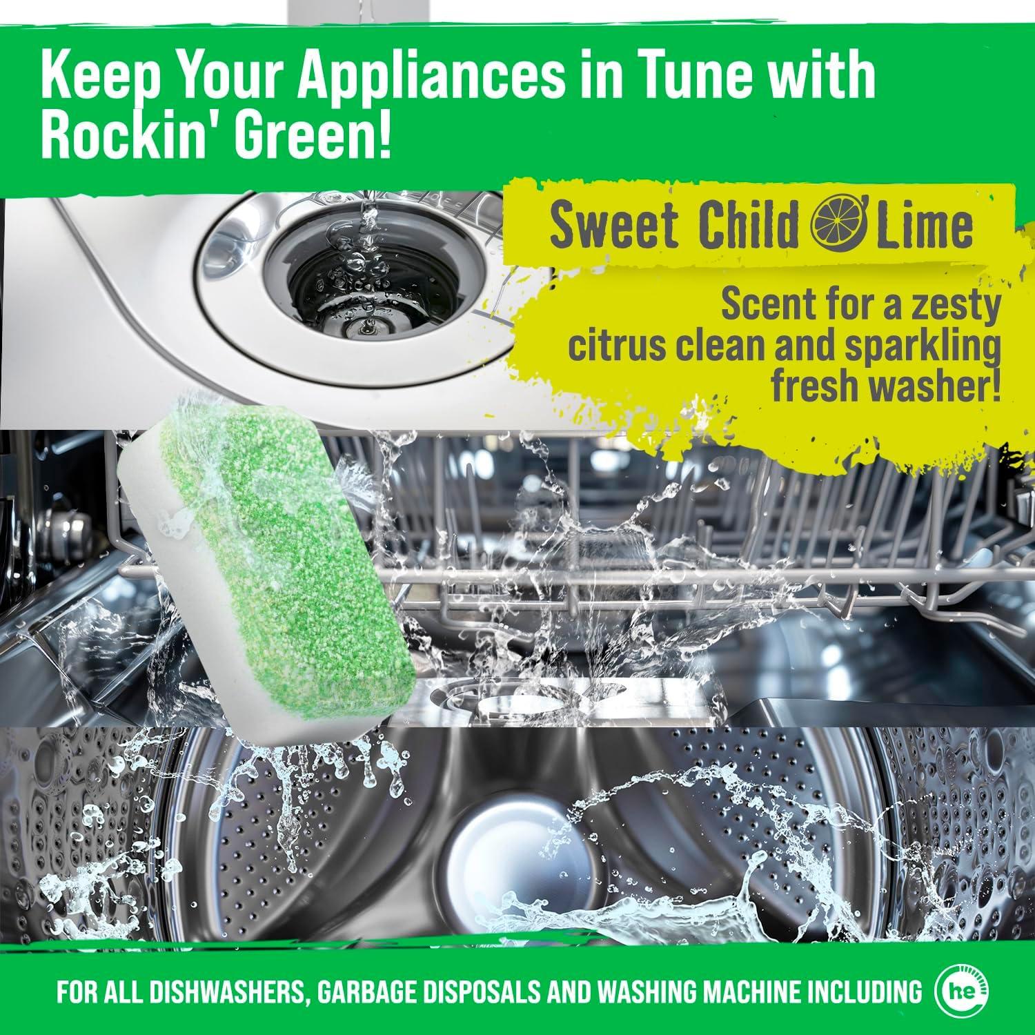 Tabletas de Limpieza Rockin' Green para Lavadora y Lavavajillas - 24 Unidades