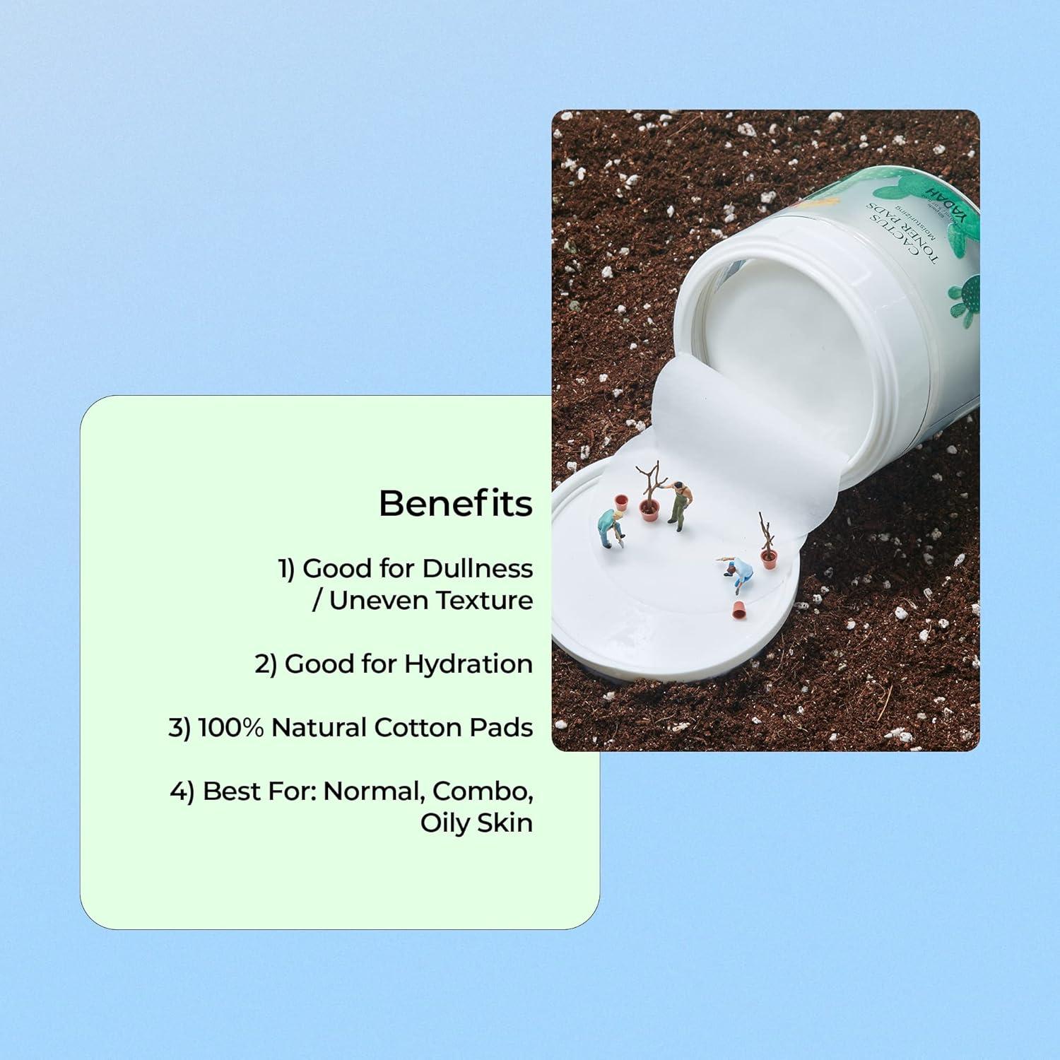 Almohadillas Tónicas de Cactus YADAH 150 ml 60 Unidades Exfoliantes