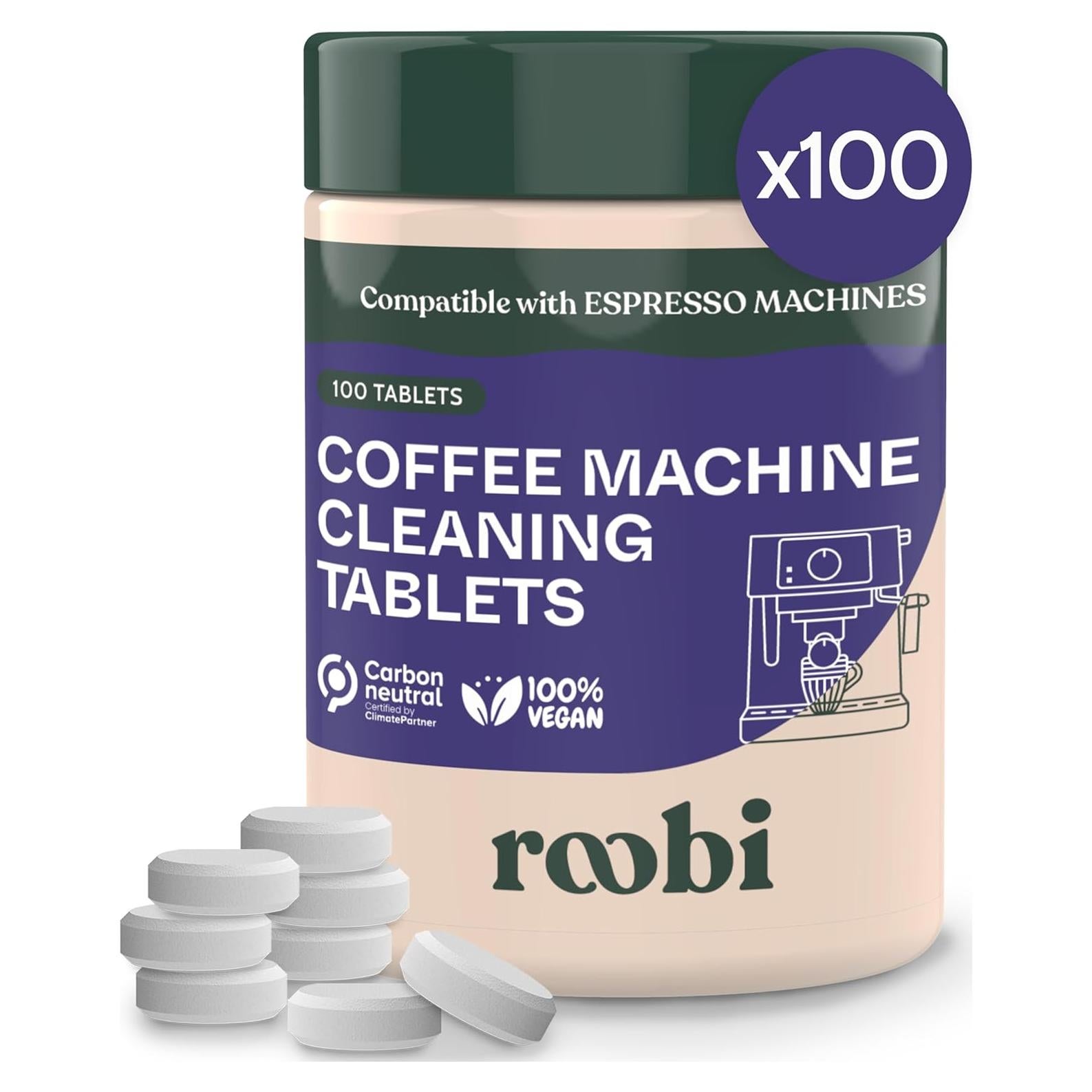 Tabletas de limpieza para máquina de espresso Roobi - 100 unidades