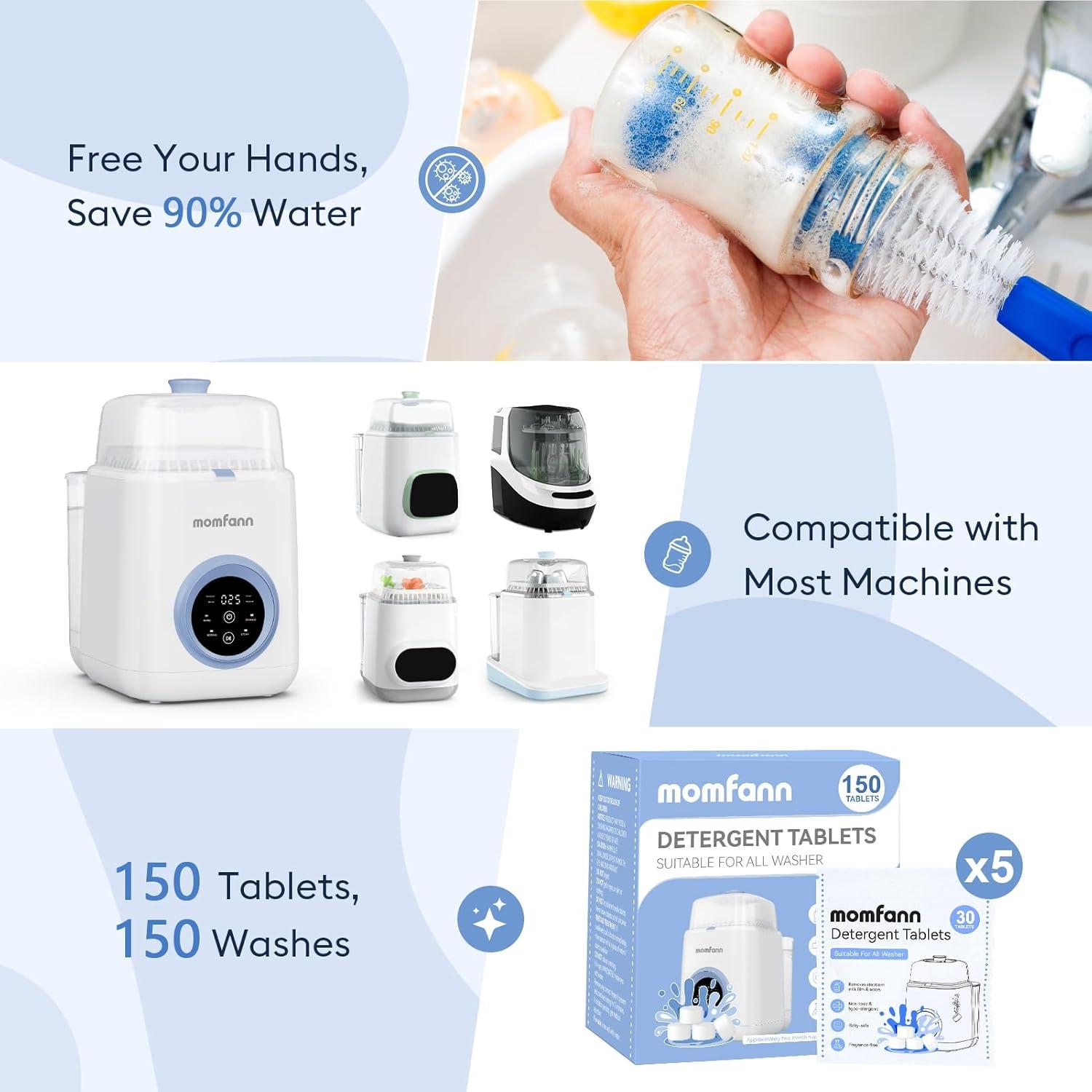 Tabletas de Detergente Profesional Momfann 150 Pcs para Biberones