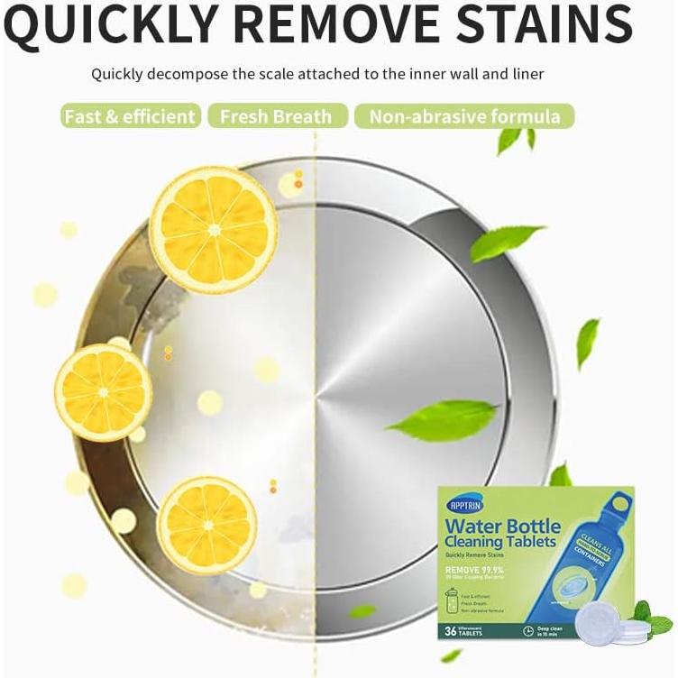 Tabletas de Limpieza APPTRIN para Botellas - Paquete de 36