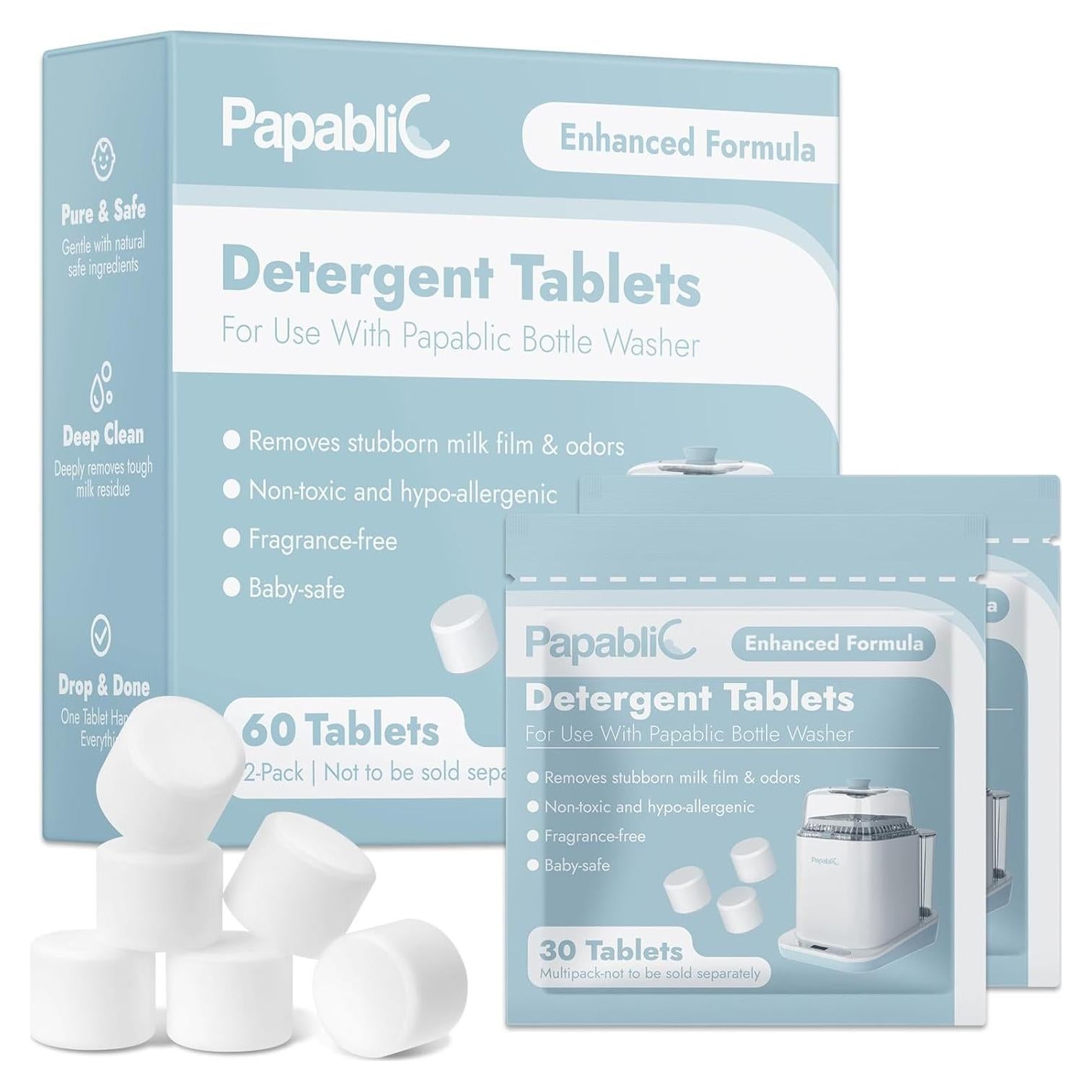 Tabletas de Jabón Detergente Papablic 60 Pcs para Biberones